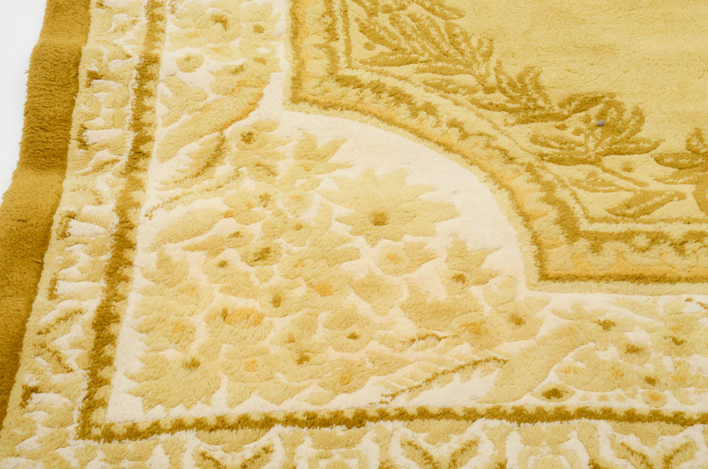 Hand-Woven Khalabar Golden Wool Room-Sized Area Rug