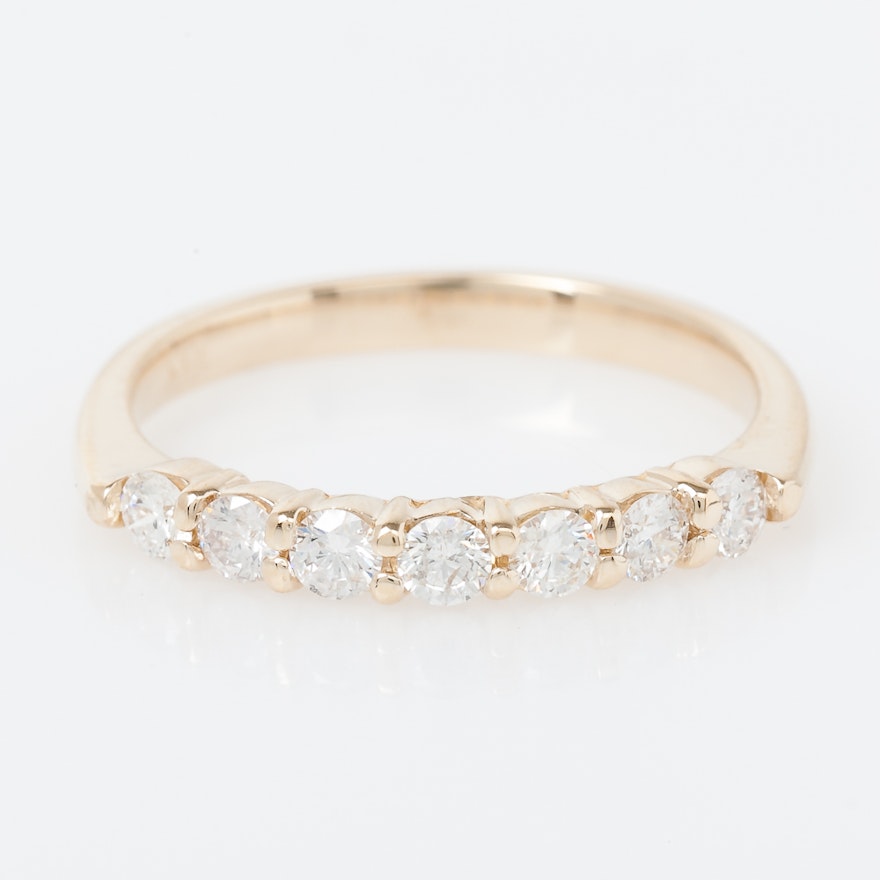 14K Yellow Gold and Diamond Band