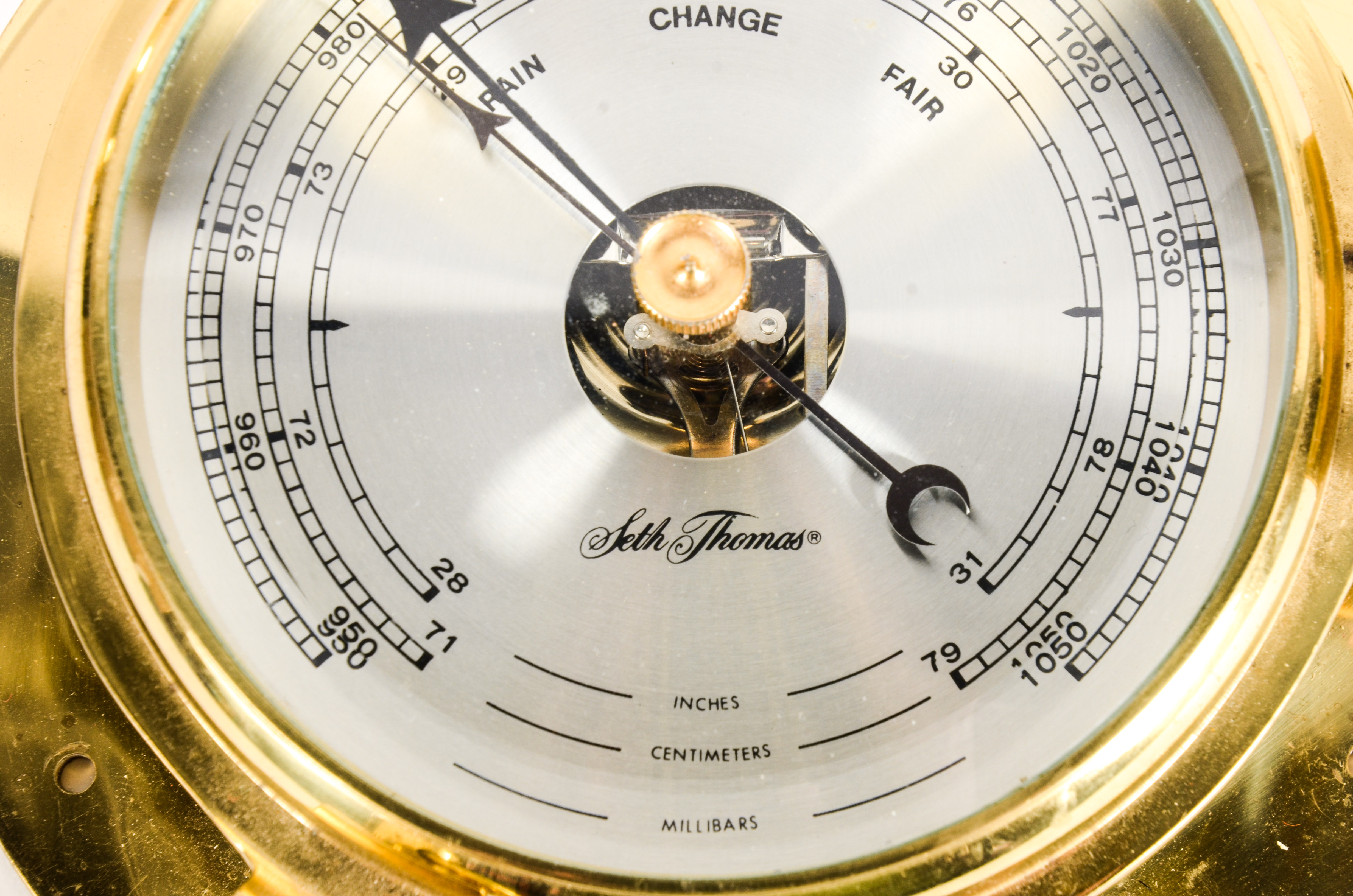 Seth Thomas Brass Clock and Barometer