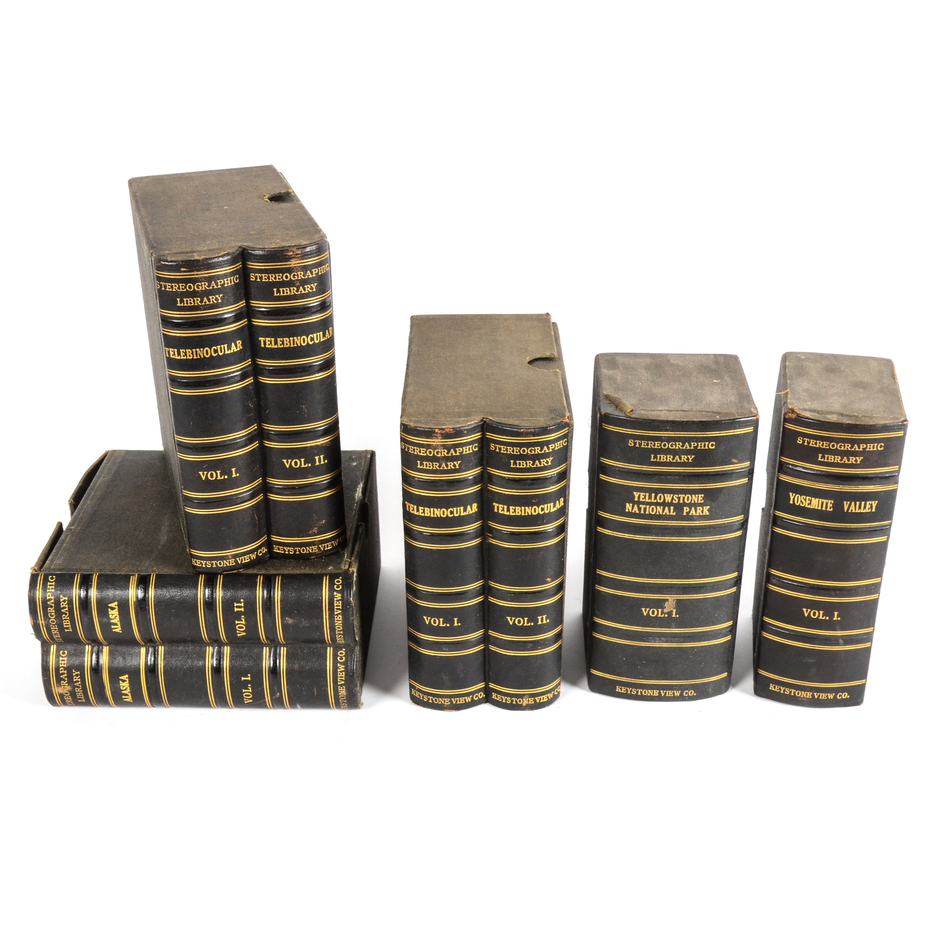 Collection of Antique Photo Stereograph Cards in Slipcases