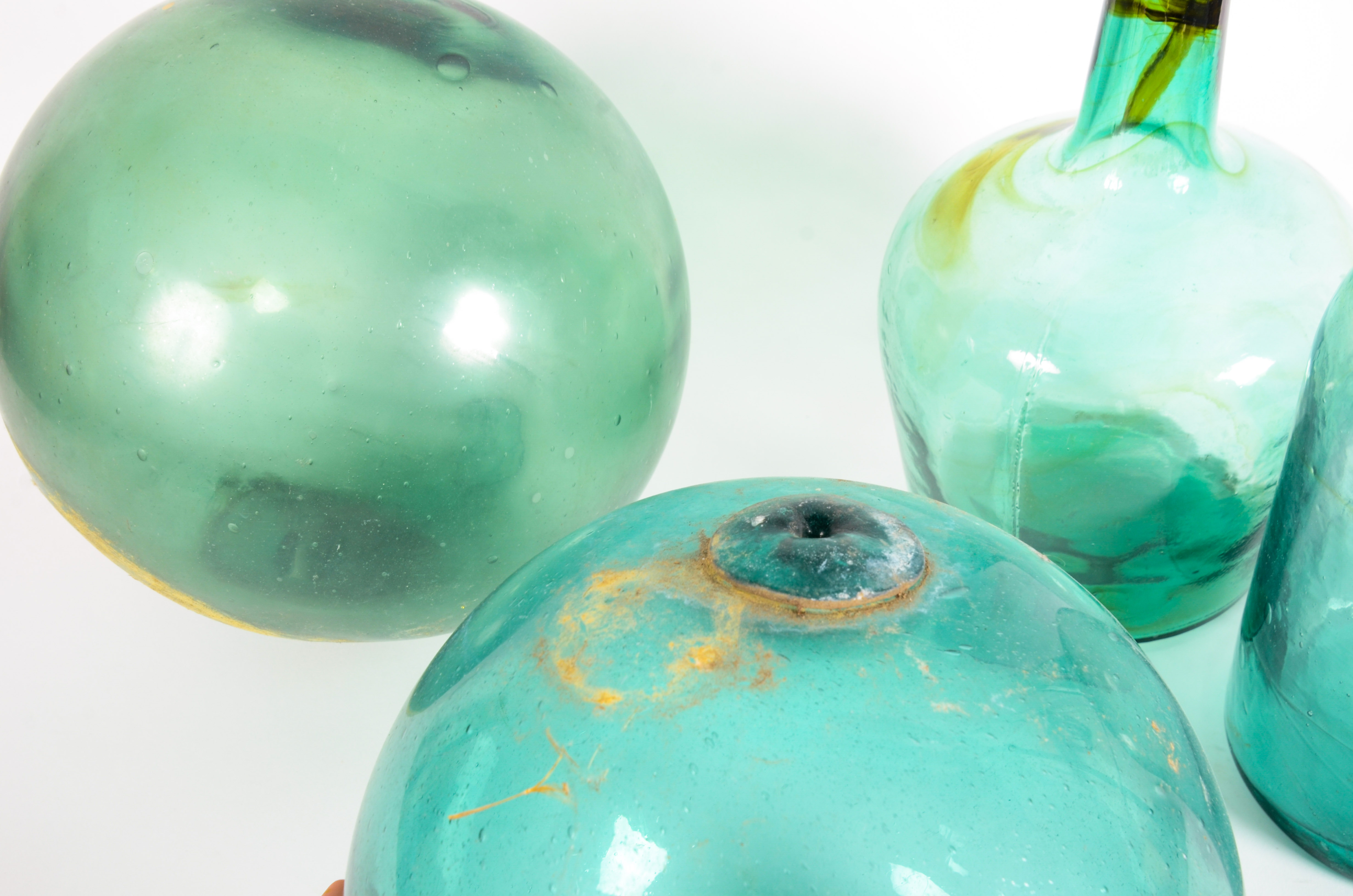 Collection of Mexican Blue Bubble Glass