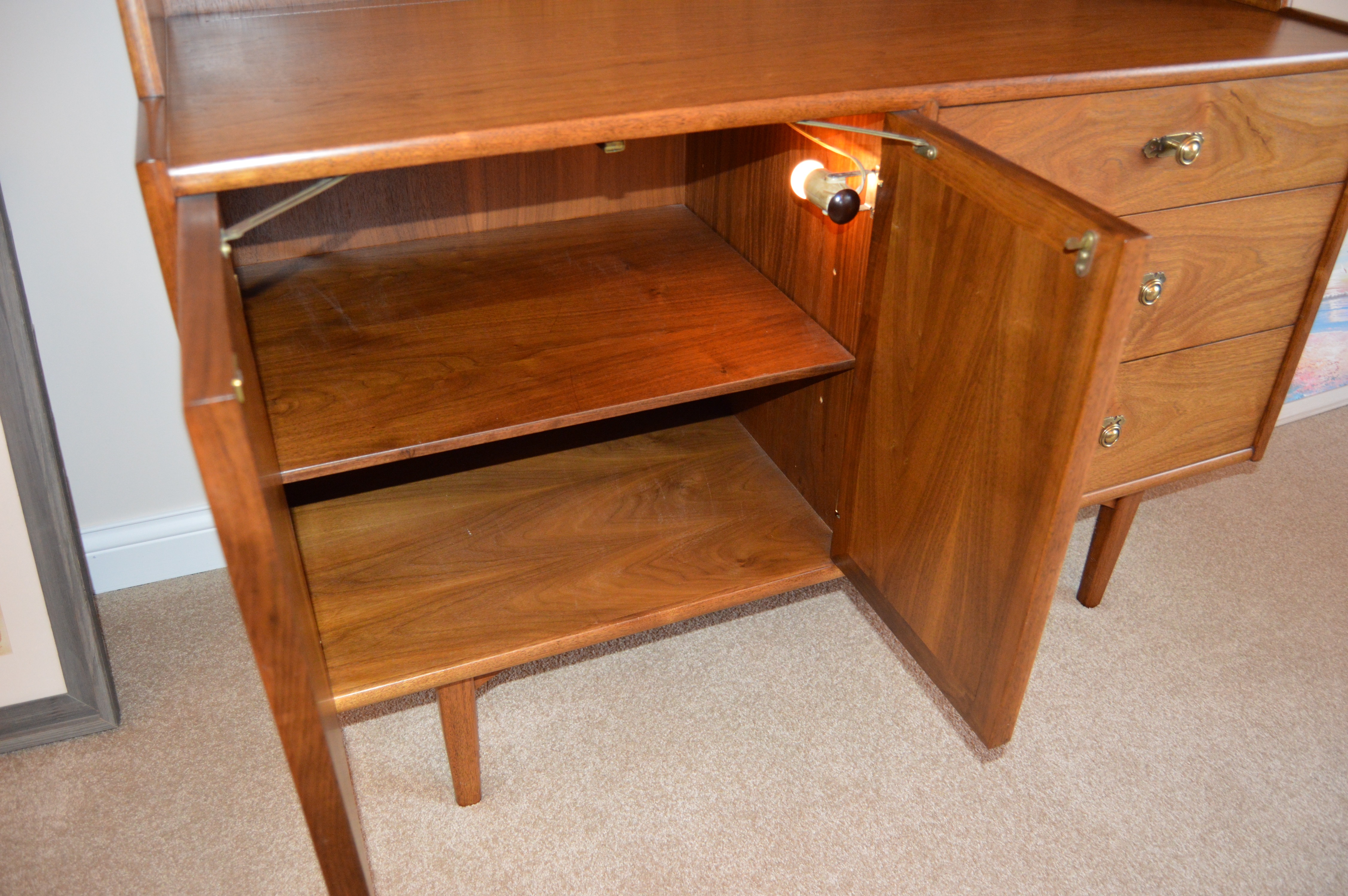 Mid Century Modern Walnut Dining Hutch by Drexel