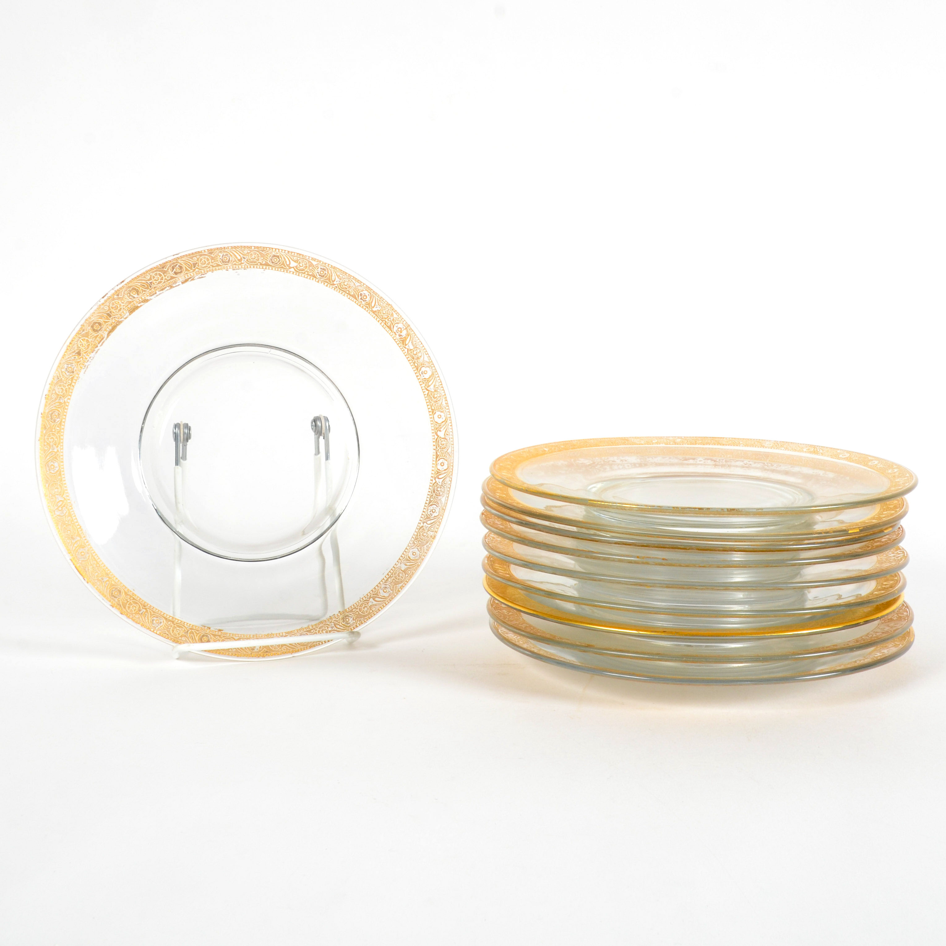 Gold Floral Glass Plates