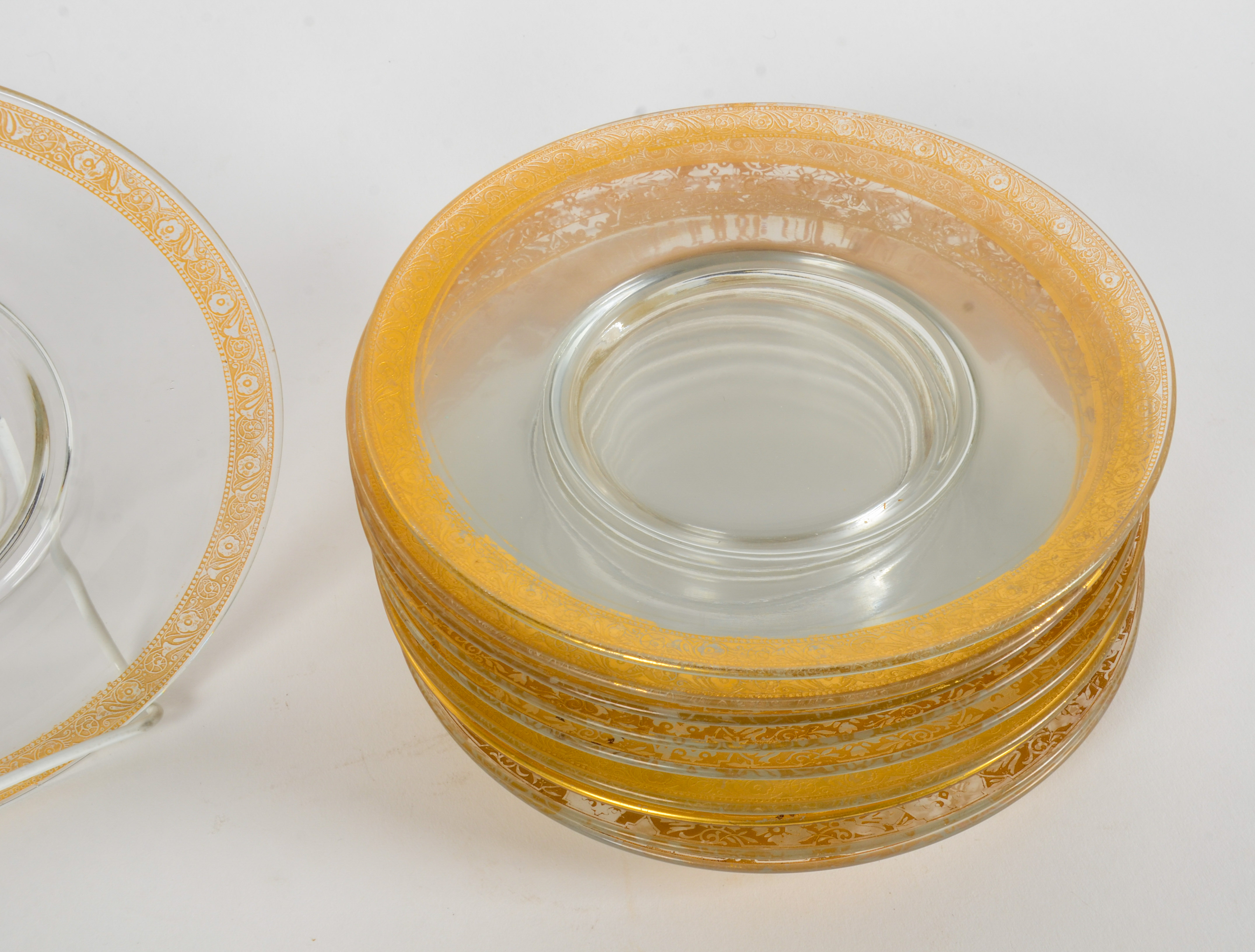Gold Floral Glass Plates