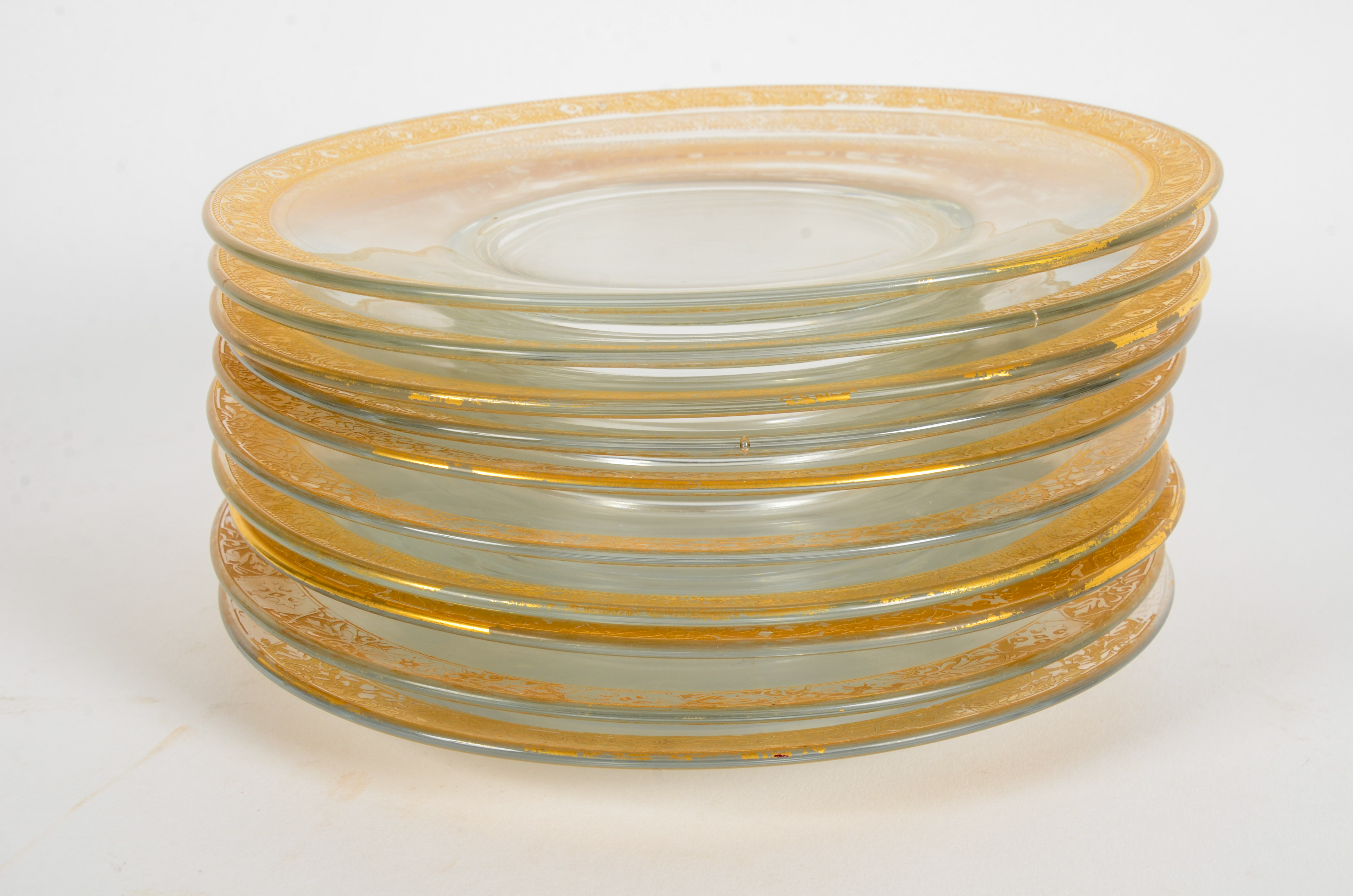 Gold Floral Glass Plates