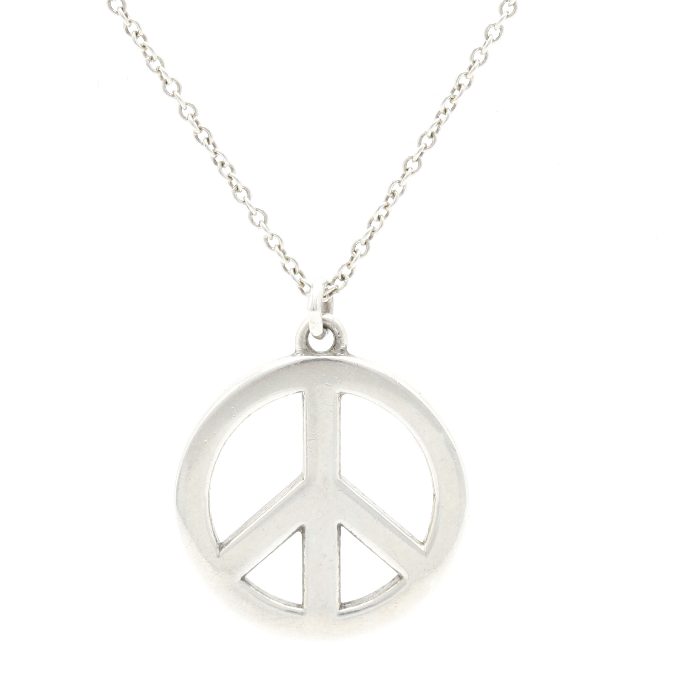 Tiffany & Co. Sterling Silver Peace Sign Pendant Necklace