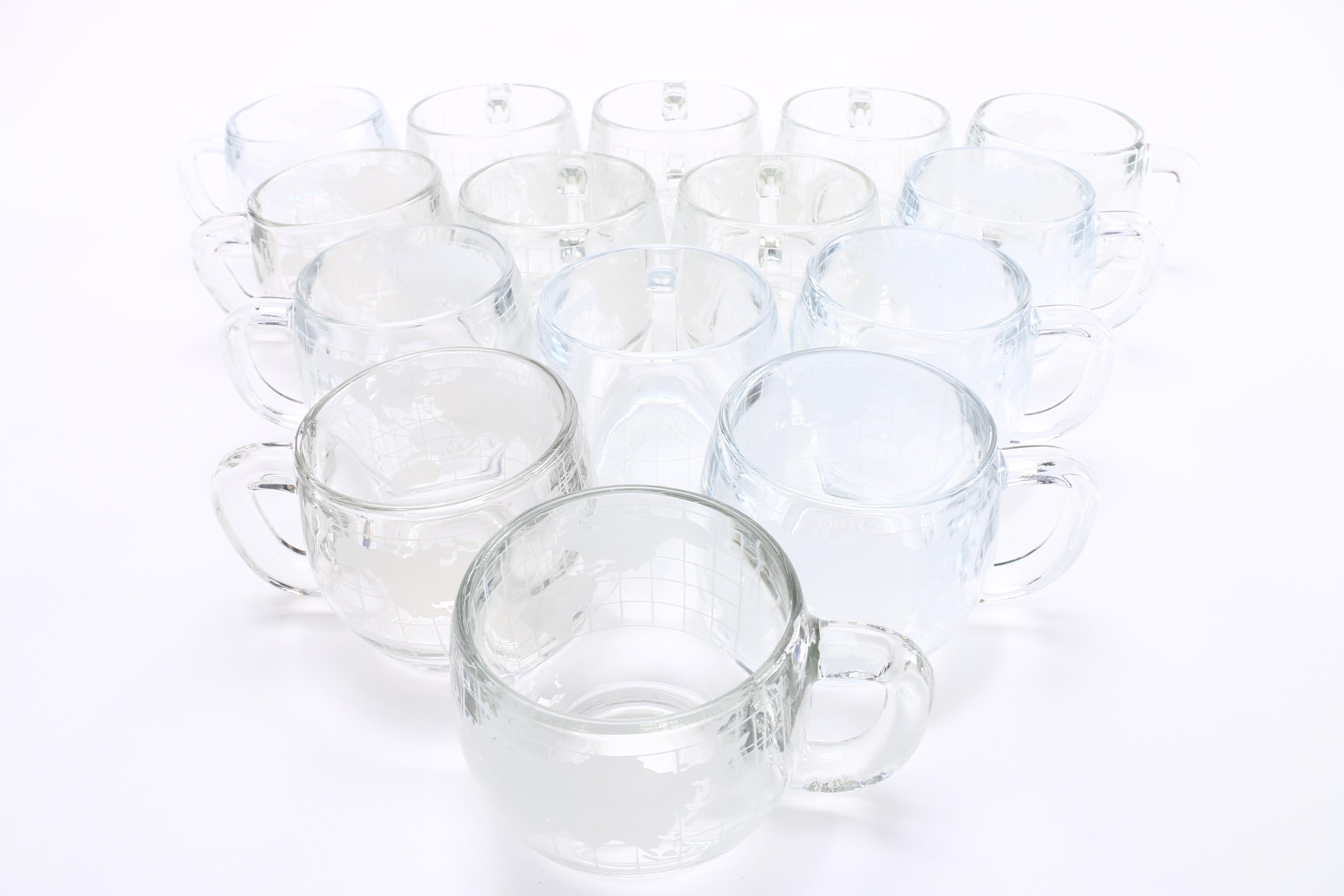 Nestle Company Pressed and Etched Glass Globe Mugs