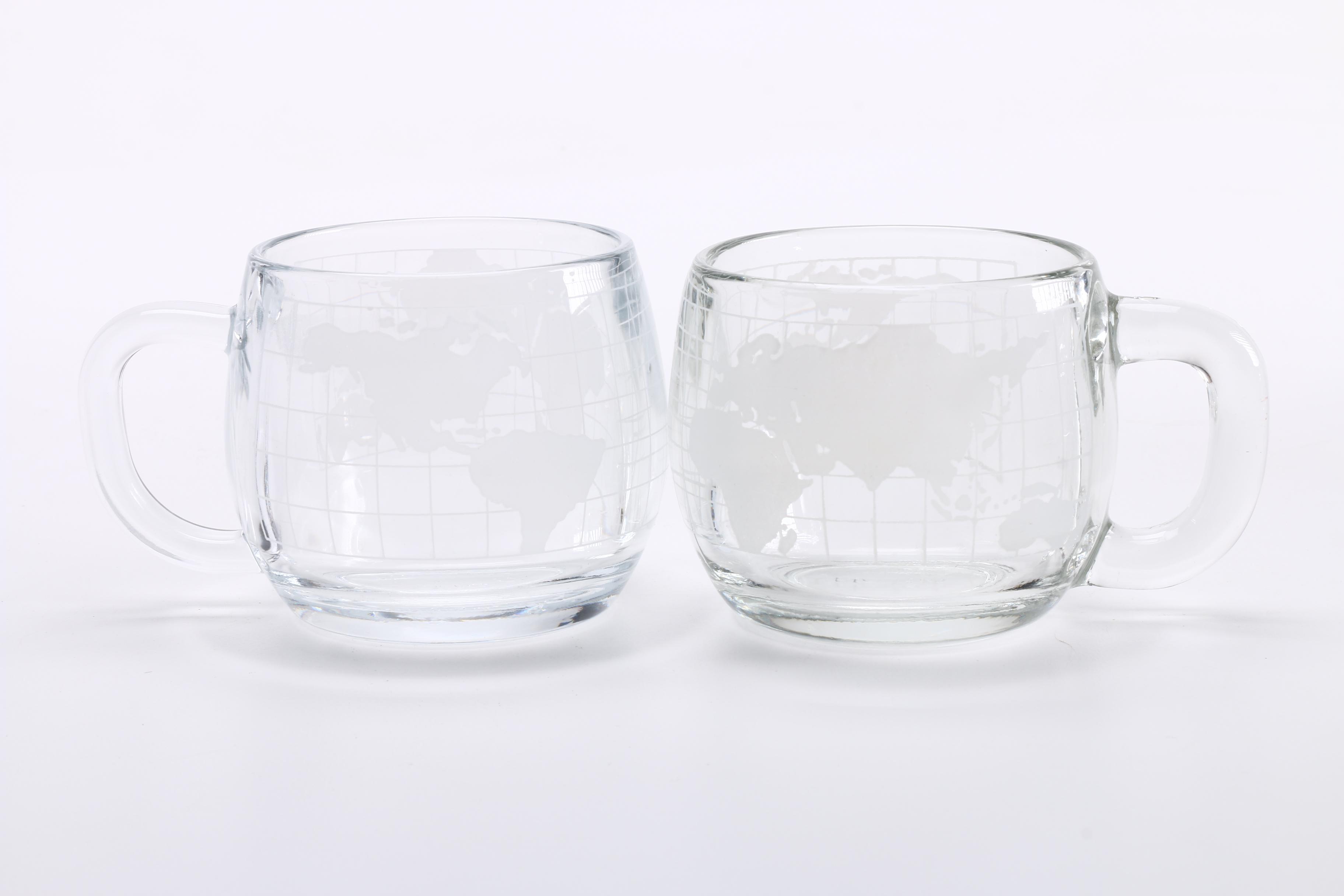 Nestle Company Pressed and Etched Glass Globe Mugs