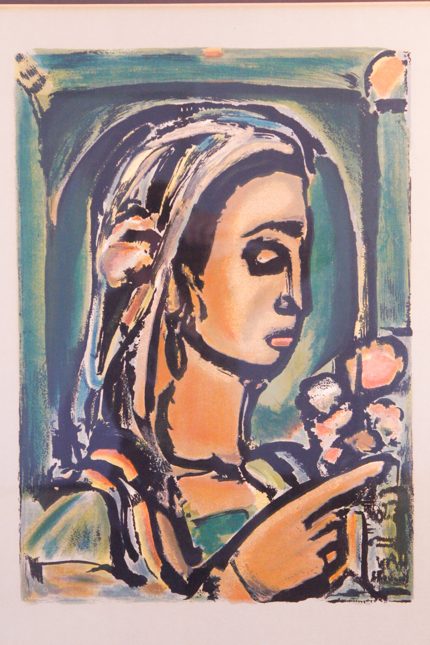 George Rouault Restrike Lithograph of a Woman in Profile