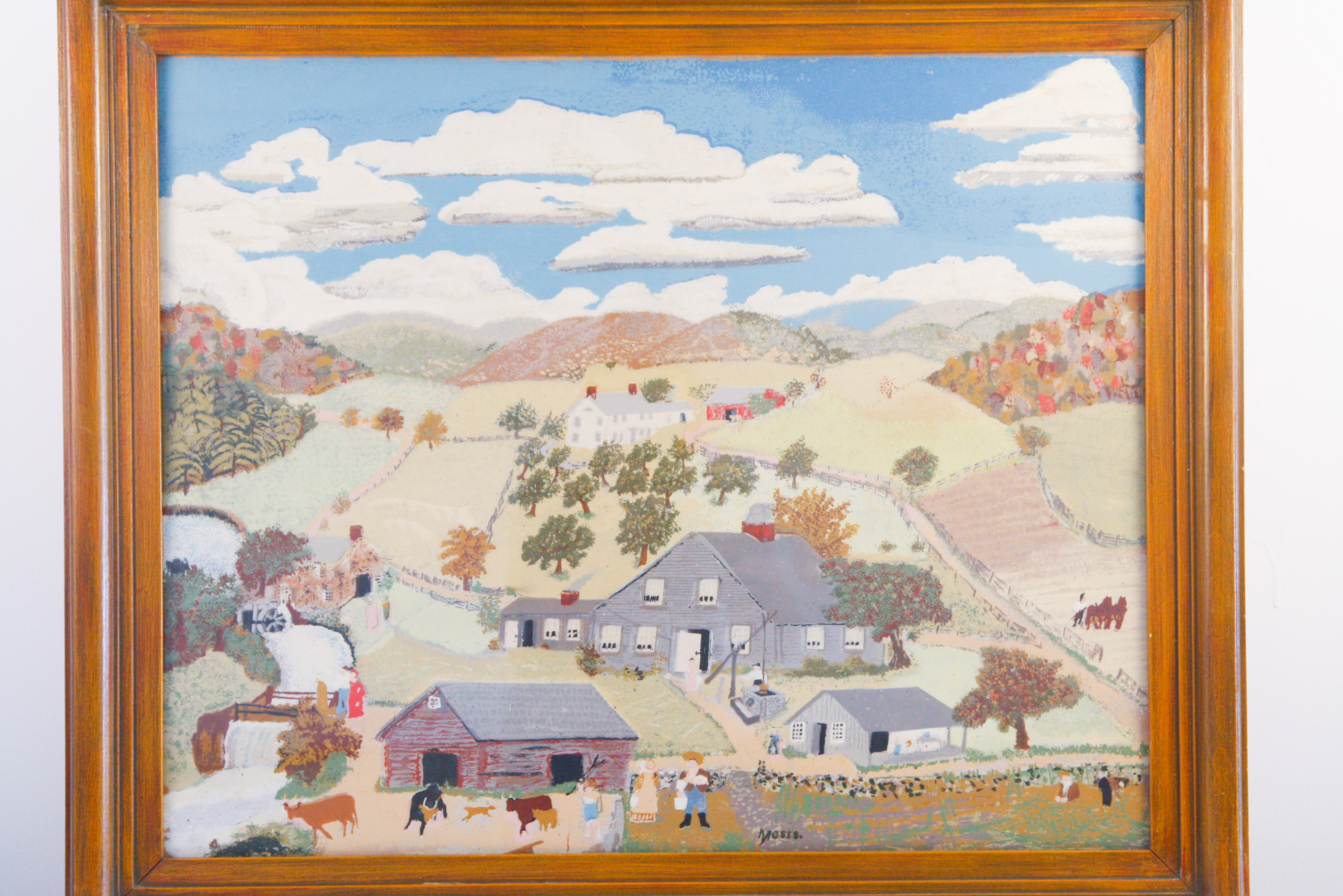 Grandma Moses Silkscreen After "The Old Oaken Bucket"