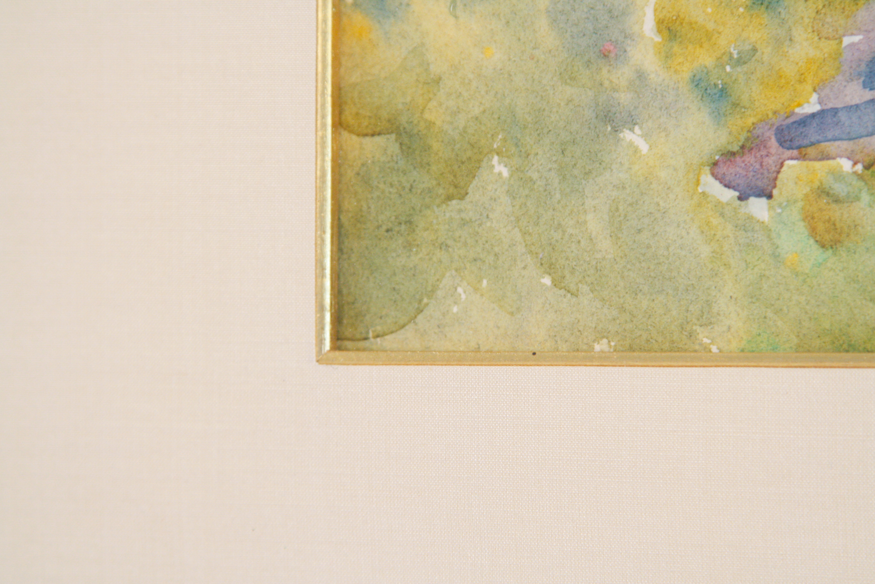 Emma Mendenhall Watercolor on Paper of Houses on the Ohio River