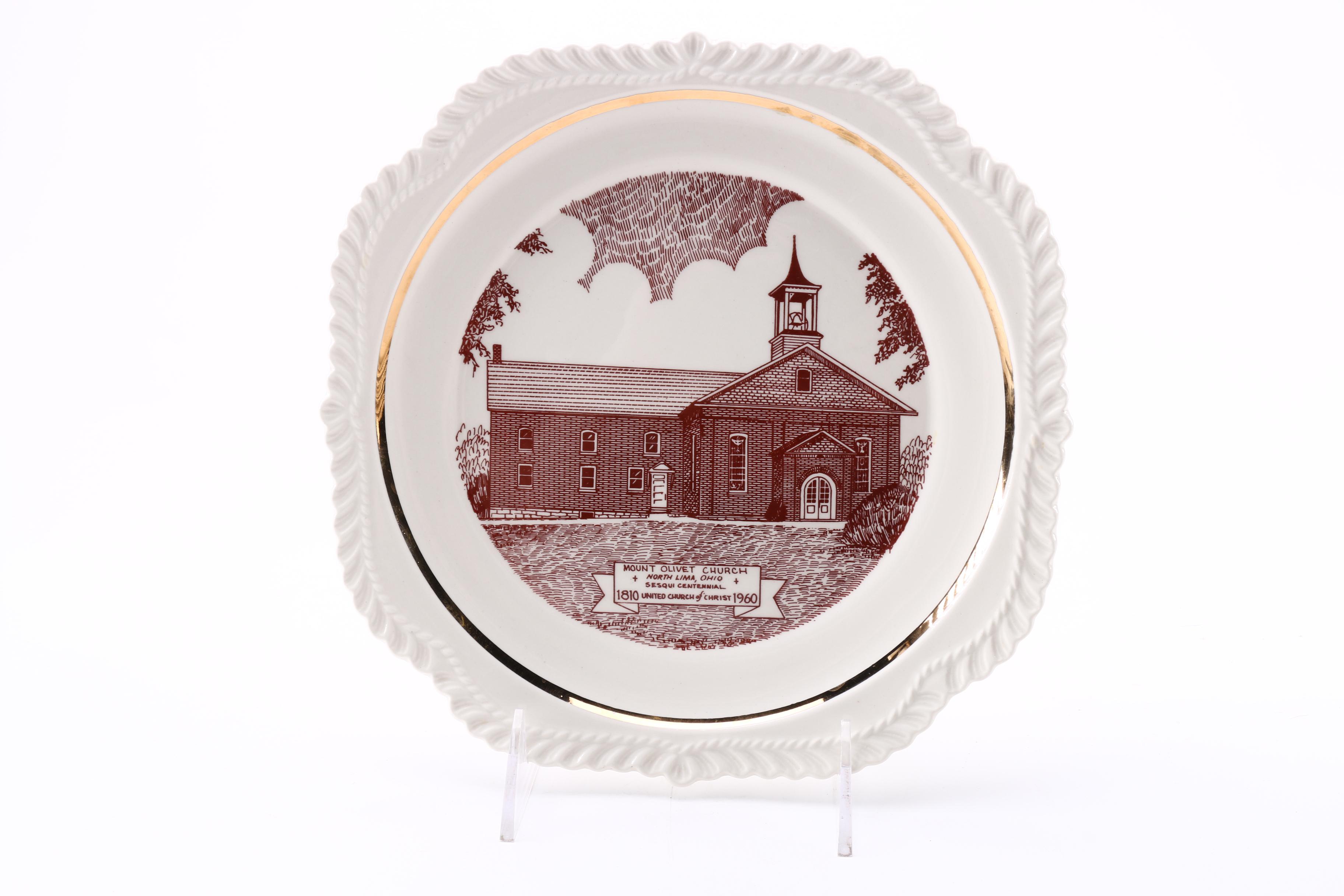 Vintage Commemorative Plates Featuring Pennsylvania, Ohio, and West Virginia Landmarks and More