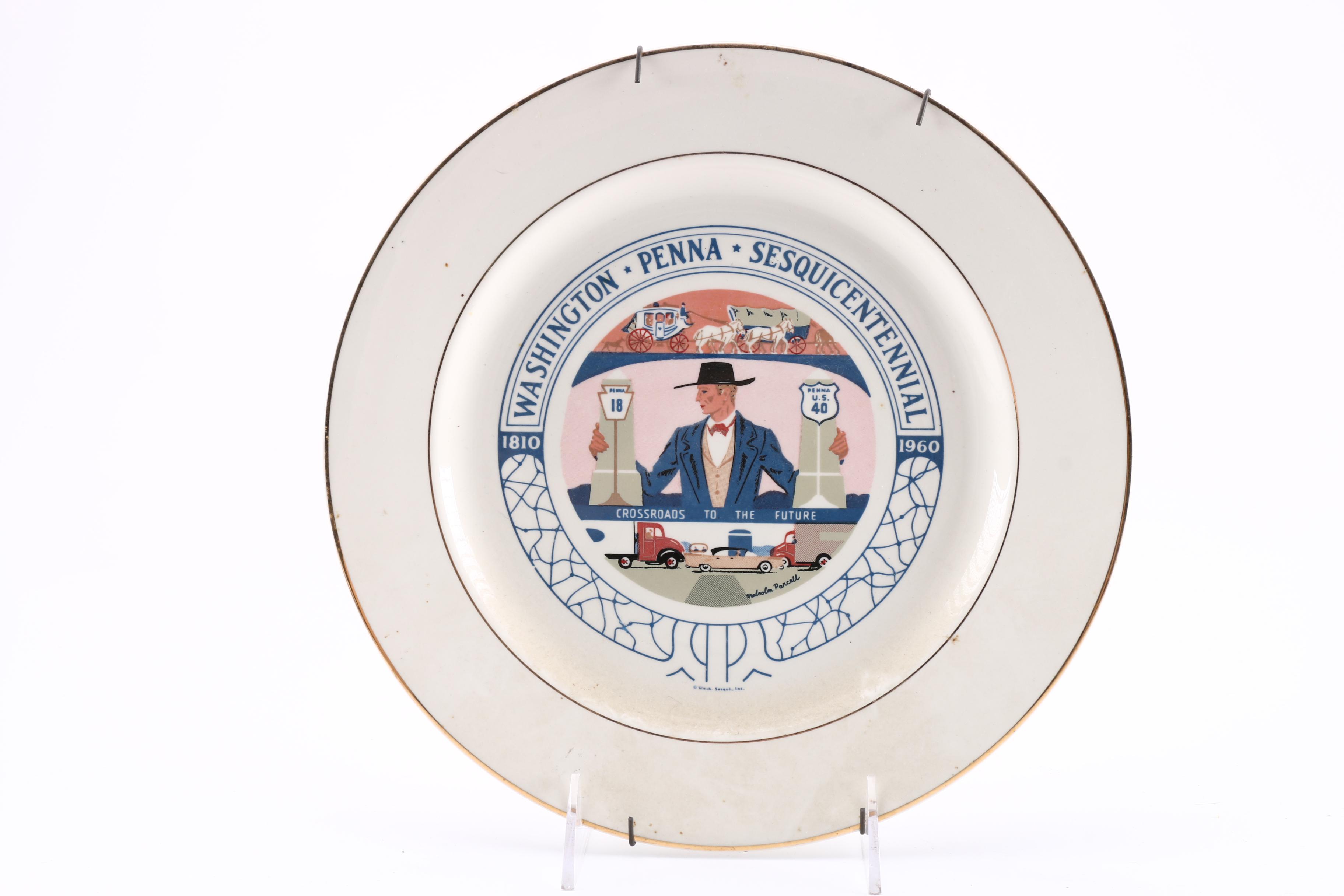 Vintage Commemorative Plates Featuring Pennsylvania, Ohio, and West Virginia Landmarks and More