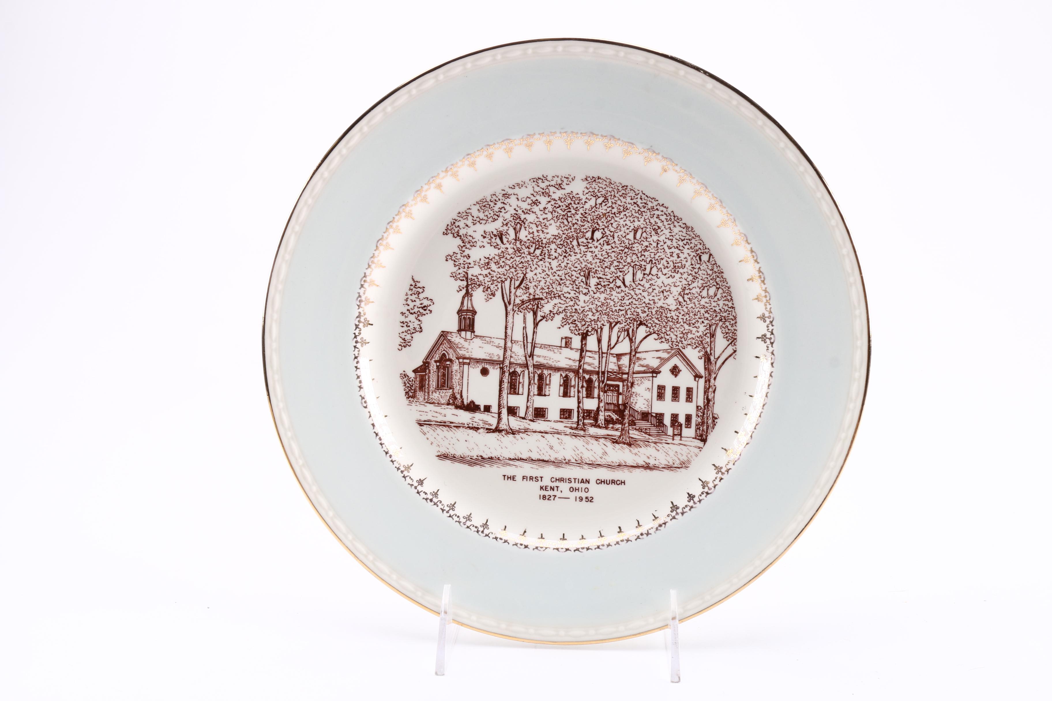 Vintage Commemorative Plates Featuring Pennsylvania, Ohio, and West Virginia Landmarks and More