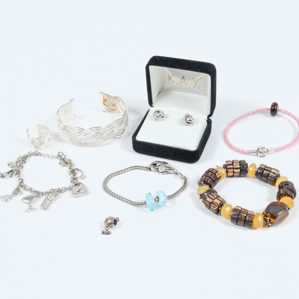 Collection of Sterling Silver Jewelry Featuring Pandora