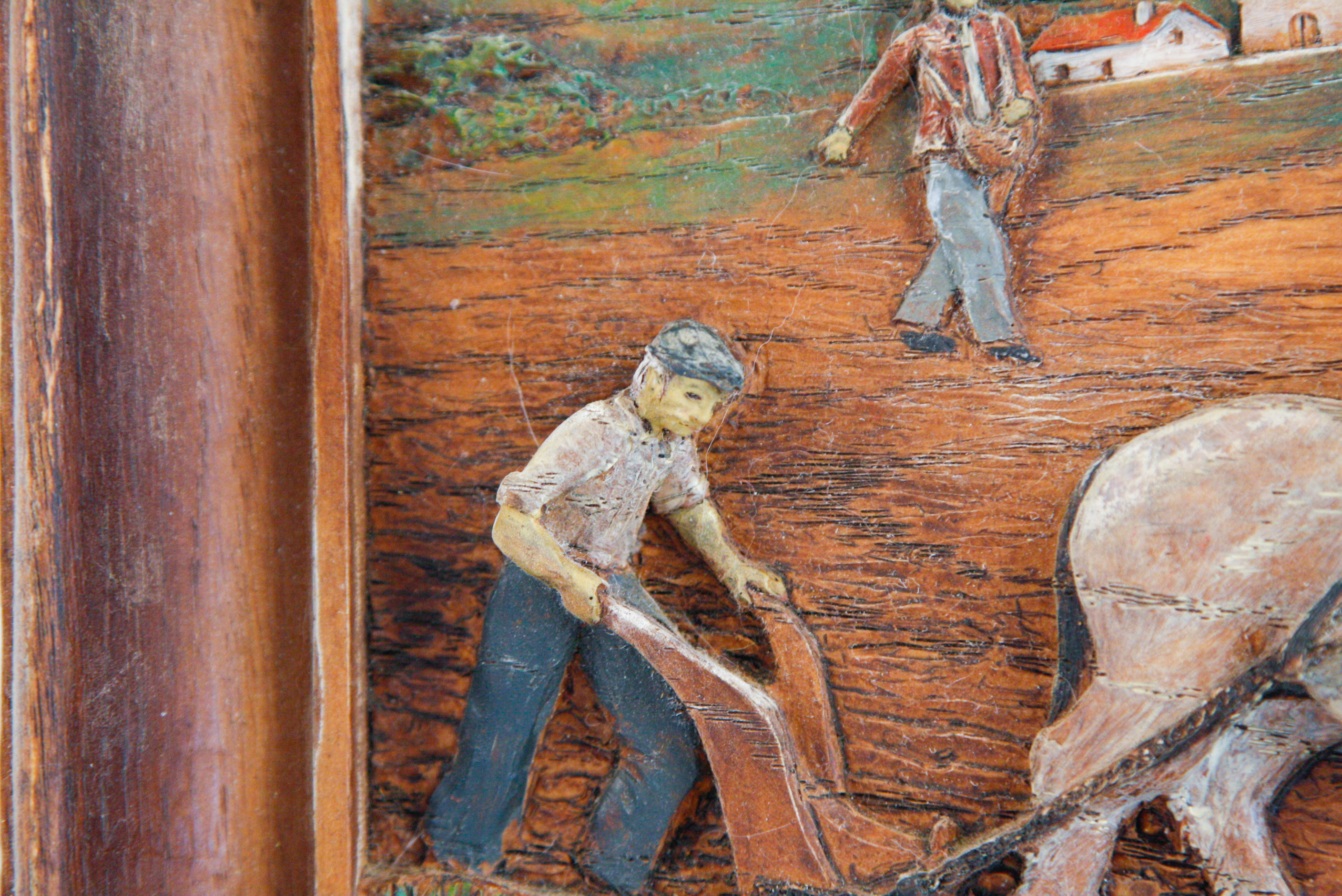 Early Folk Art Diorama of a Working Farm Scene
