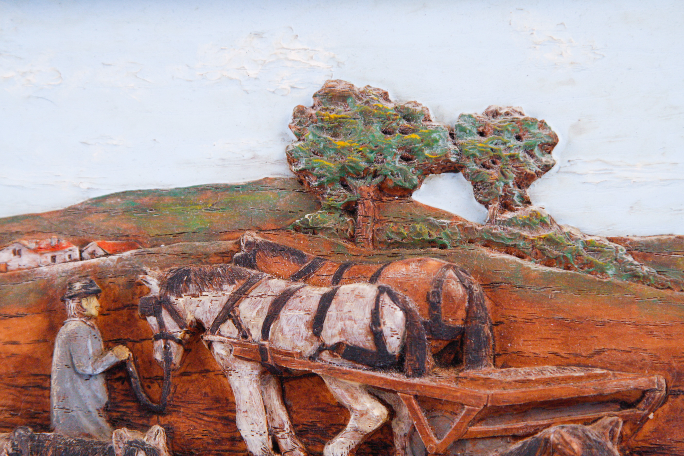 Early Folk Art Diorama of a Working Farm Scene