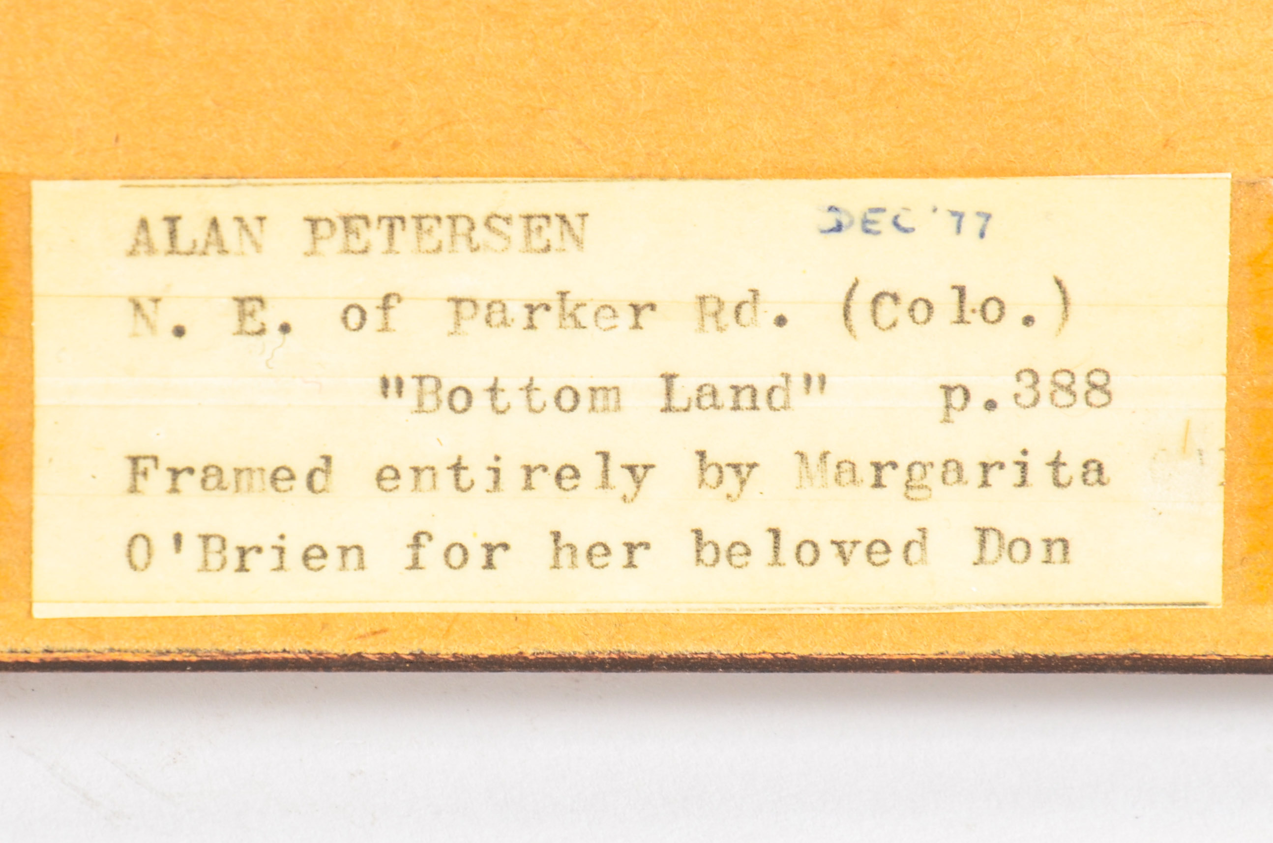 Alan Petersen "Bottom Land" Watercolor