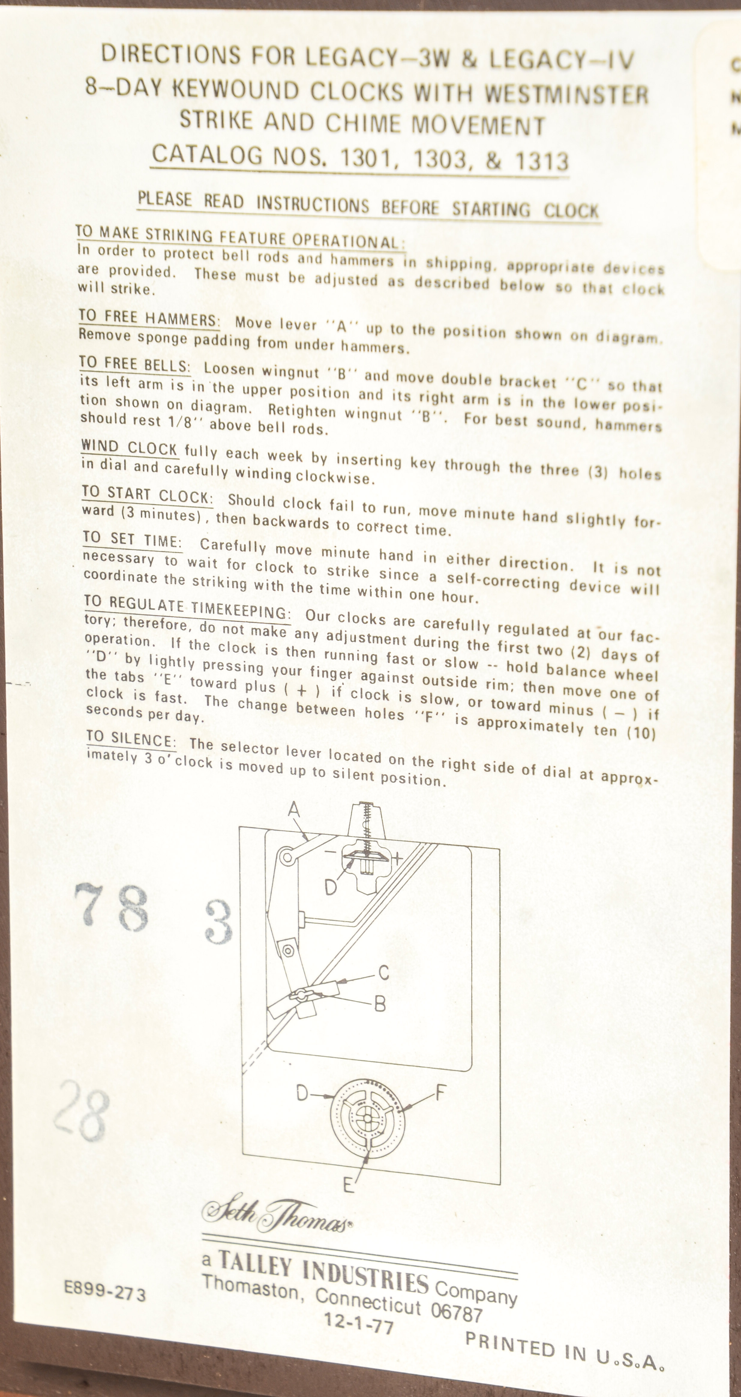Large Brass and Wood Seth Thomas Mantel Clock