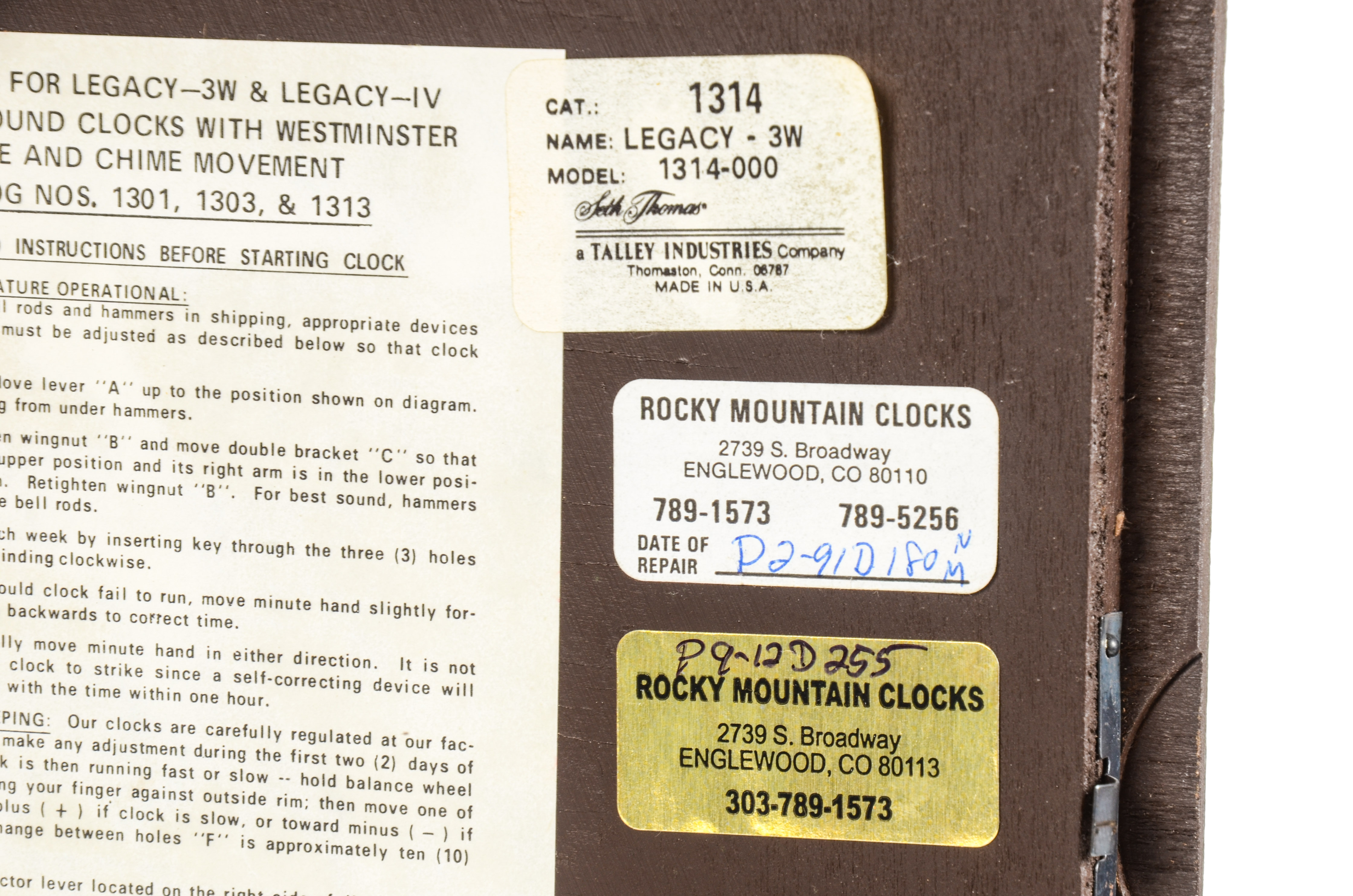 Large Brass and Wood Seth Thomas Mantel Clock