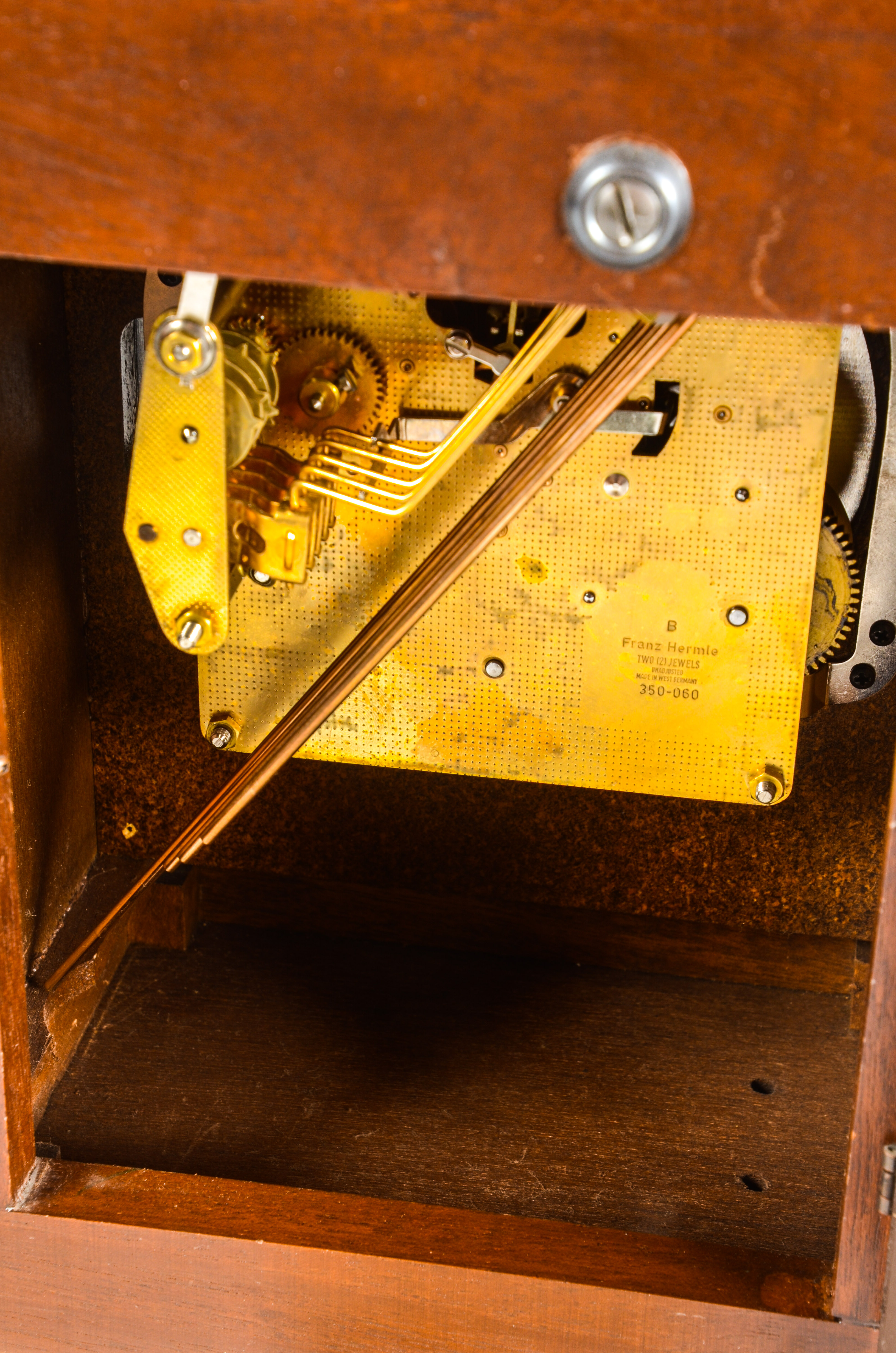 Large Brass and Wood Seth Thomas Mantel Clock