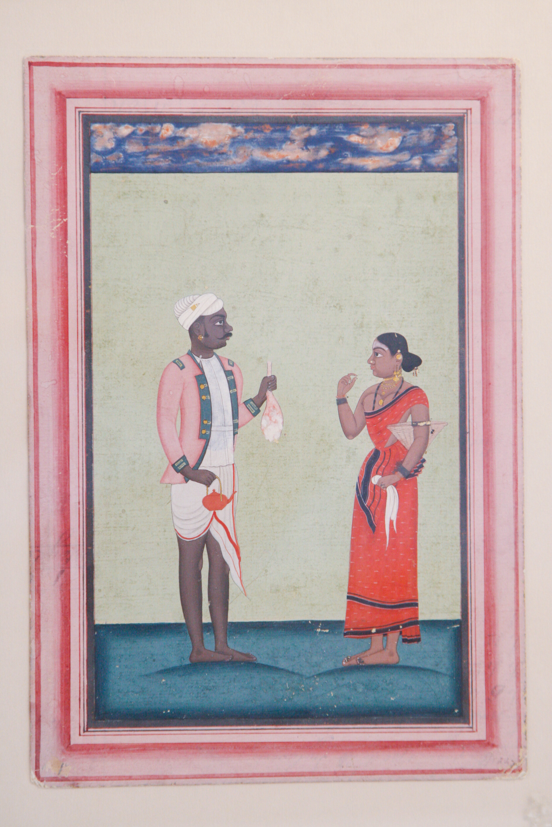 Pair of Indian Mughal School Miniature Folio Paintings on Paper