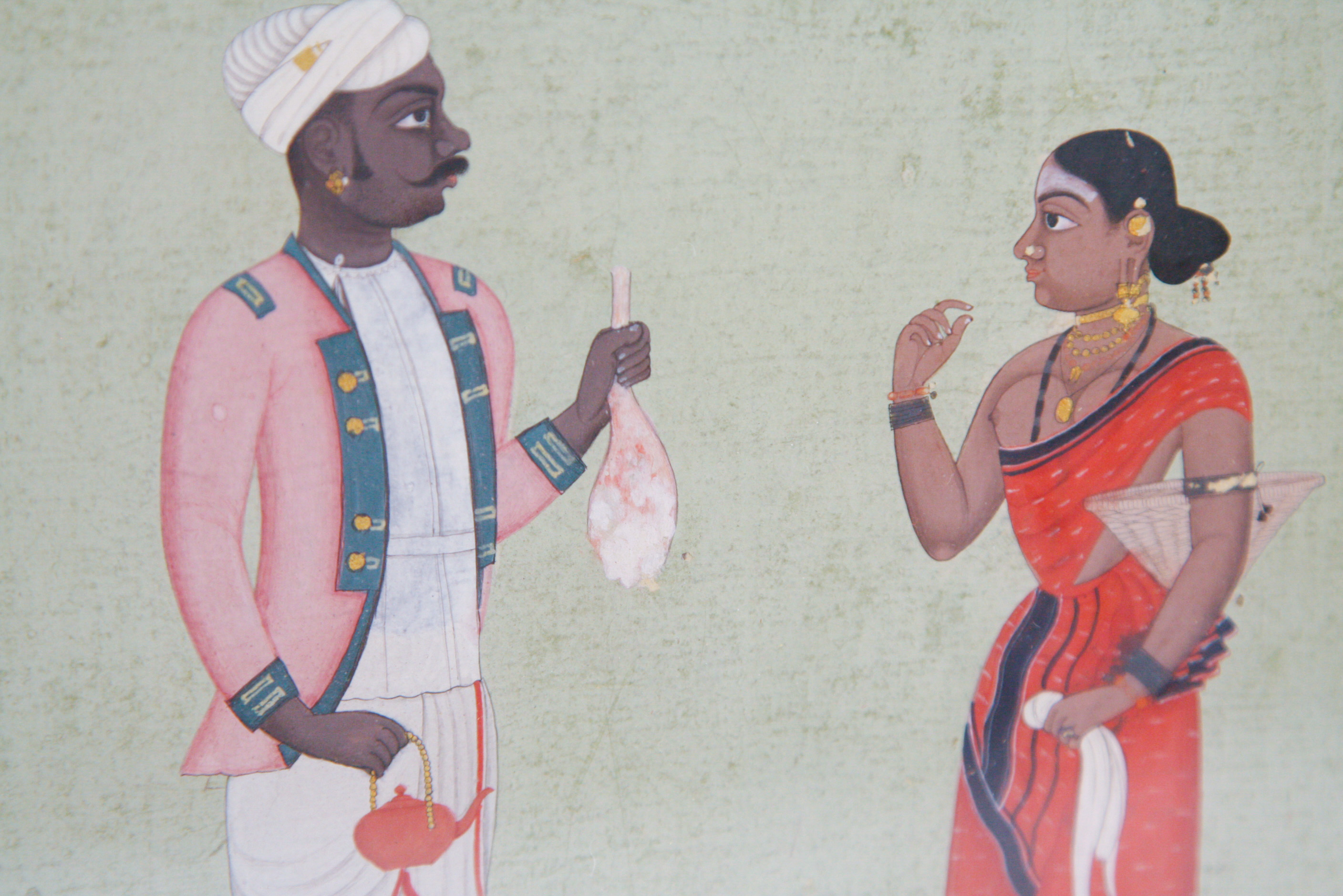 Pair of Indian Mughal School Miniature Folio Paintings on Paper