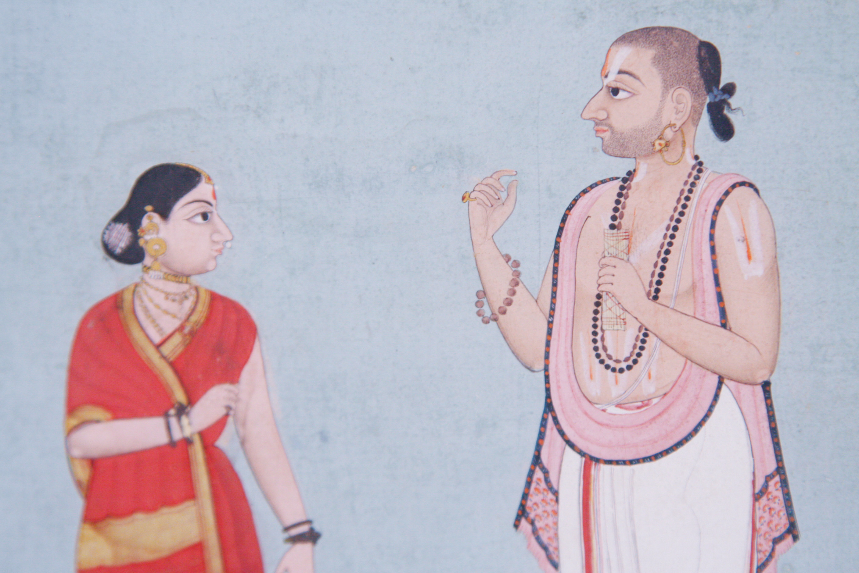 Pair of Indian Mughal School Miniature Folio Paintings on Paper