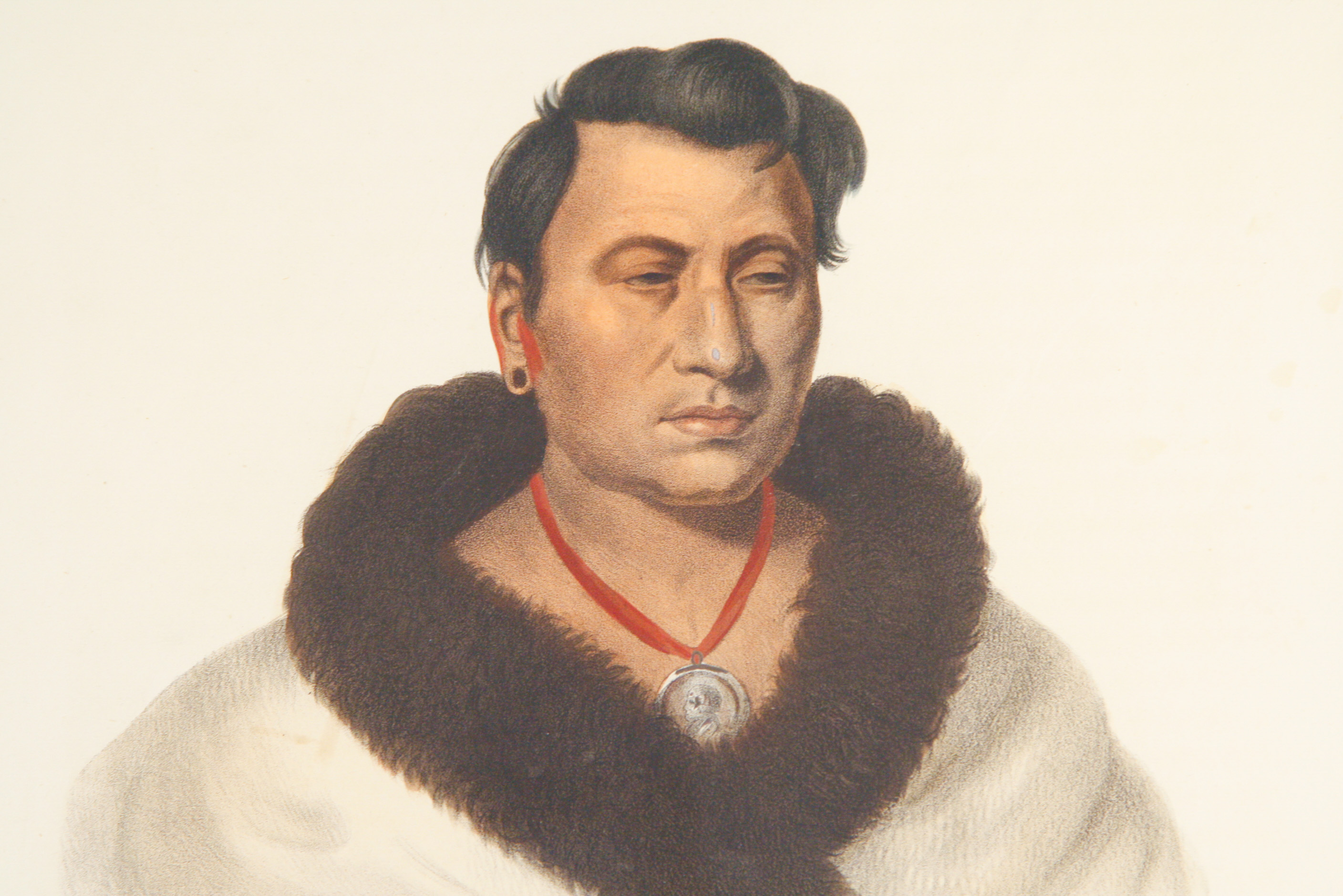 1836 McKenney & Hall Hand-Colored Lithograph "Ong-Pa-Ton-Ga or Big Elk (Cheif of the Omahas)"