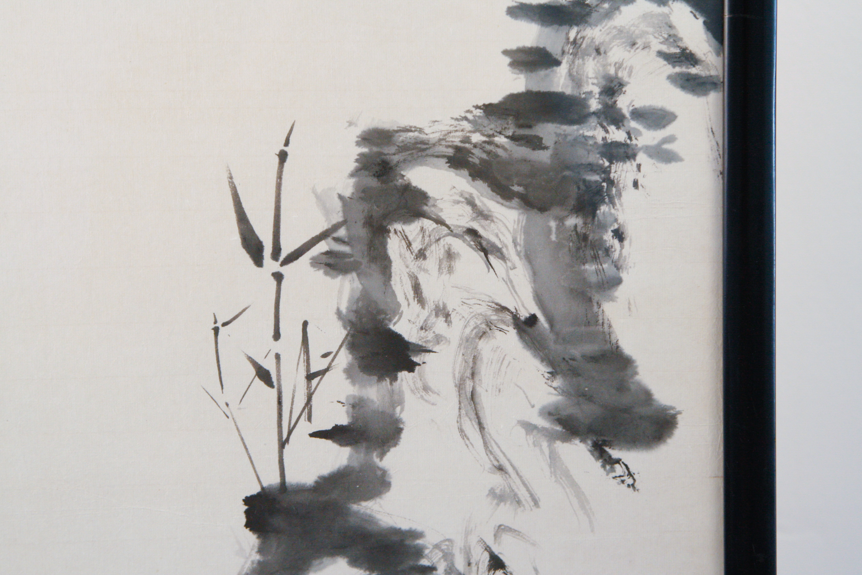 Original East Asian Inkwash Painting on Paper