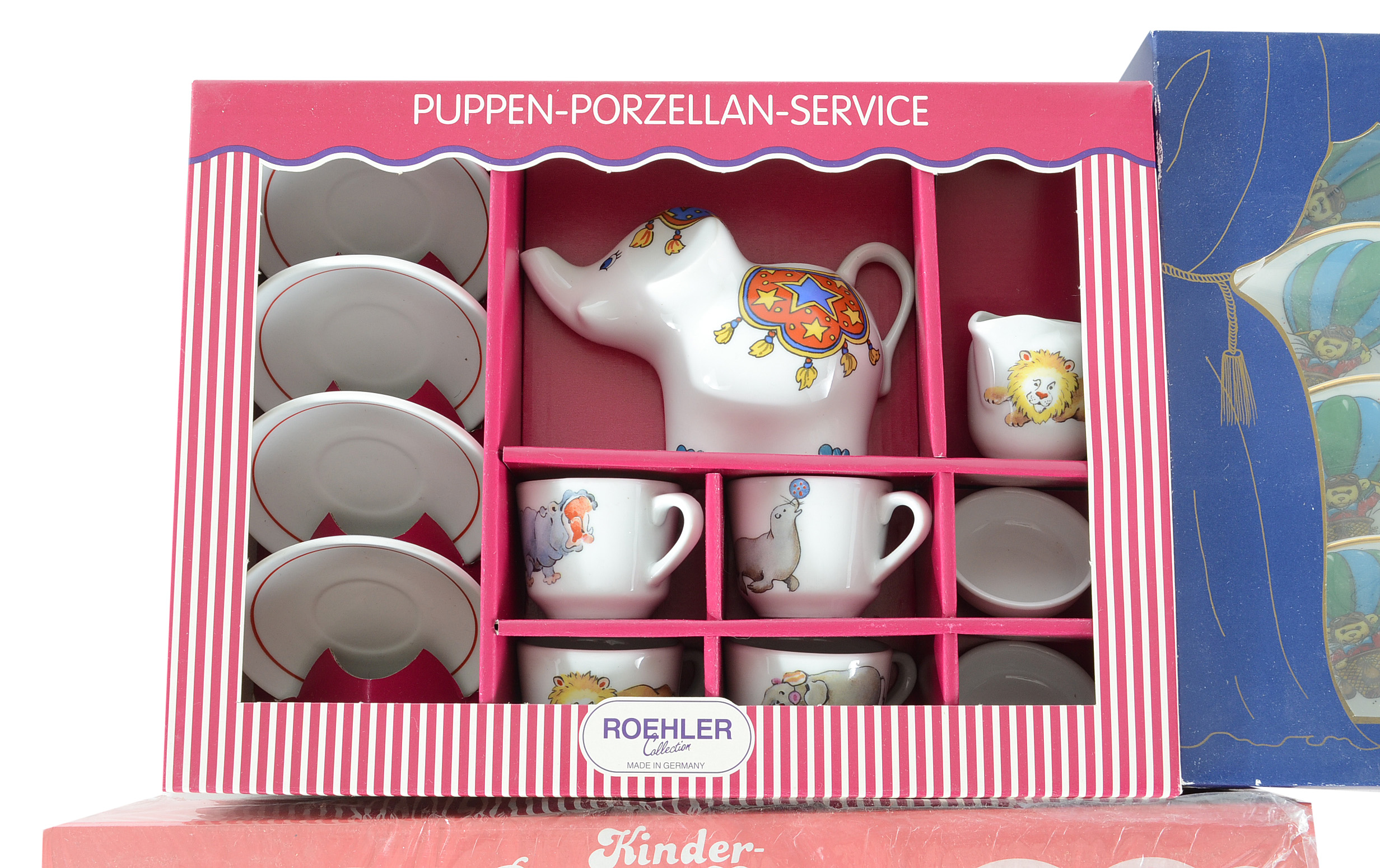Three Children's Kinder-Porzellan Tea Sets with Cookie Cutters