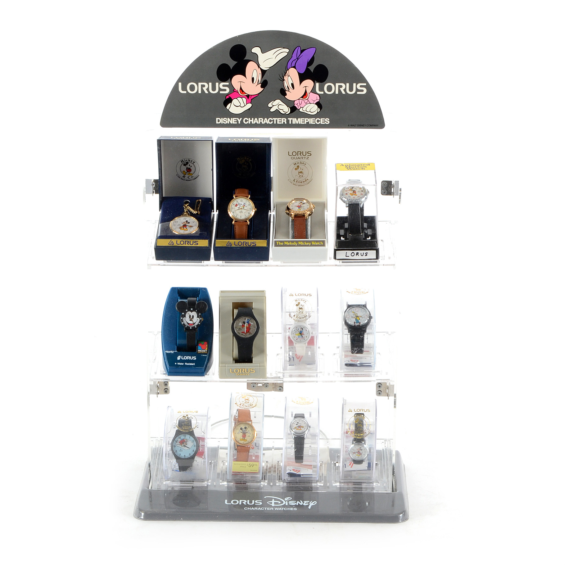 Lorus Watch Display with Disney Timepieces