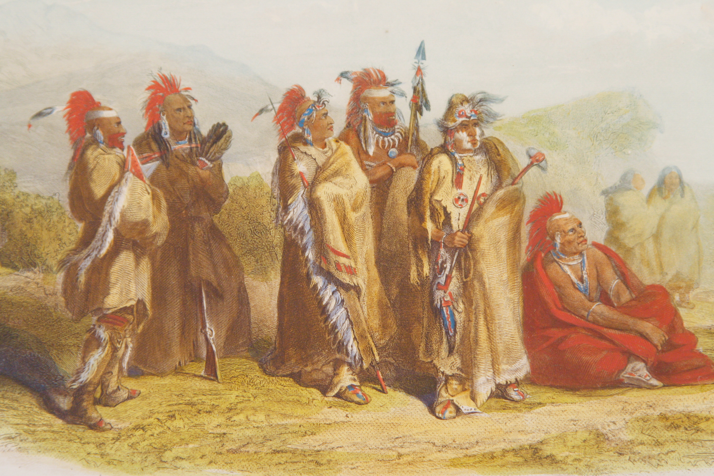 After Karl Bodmer Aquatint Engraving "Saukie and Fox Indians"