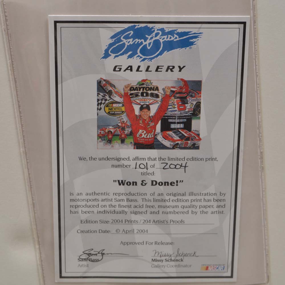 After Sam Bass Signed Limited Edition "Won and Done" Offset Lithograph