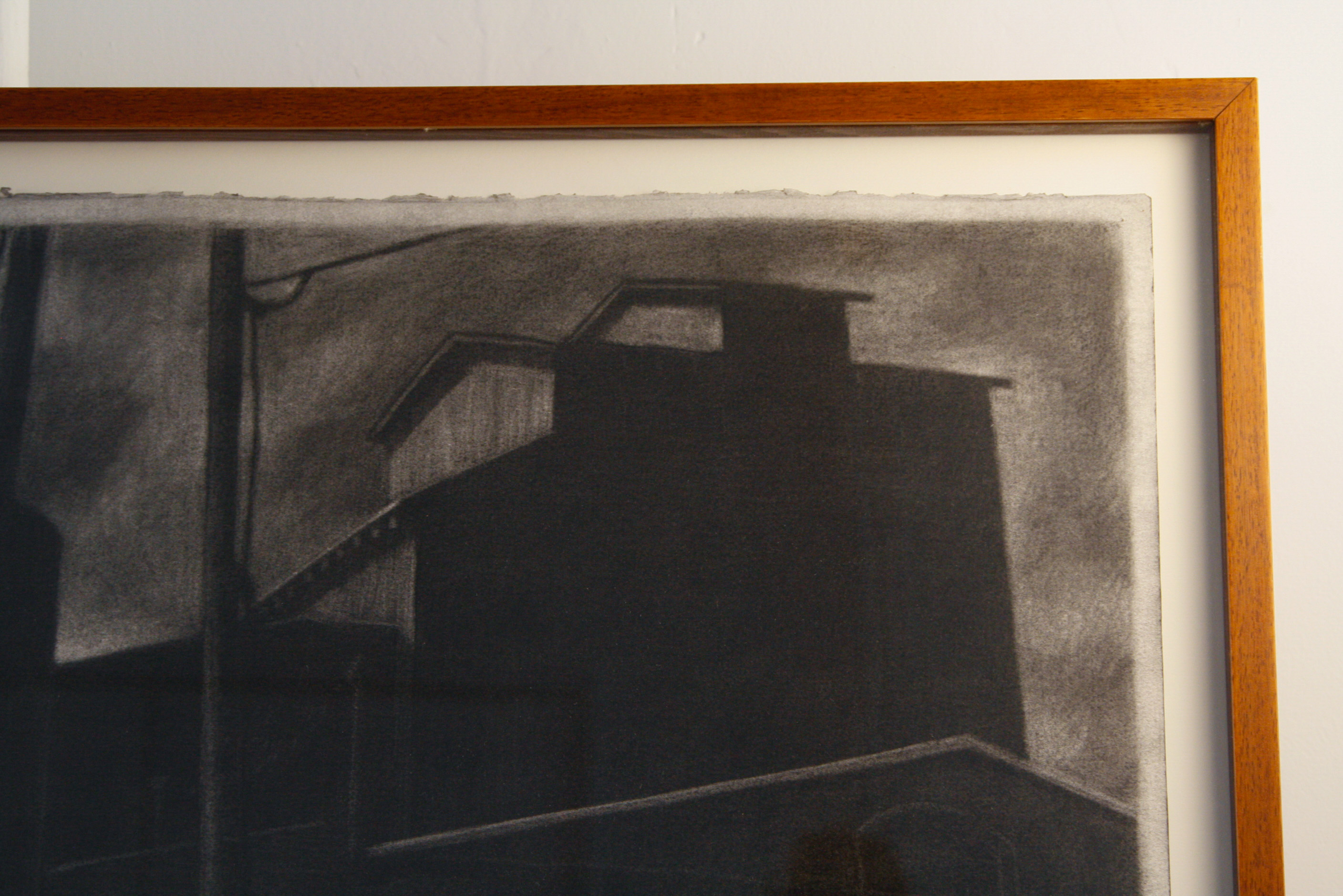 Ron Kroutel Large Charcoal Illustration on Paper "Woodside Drive/Storage"