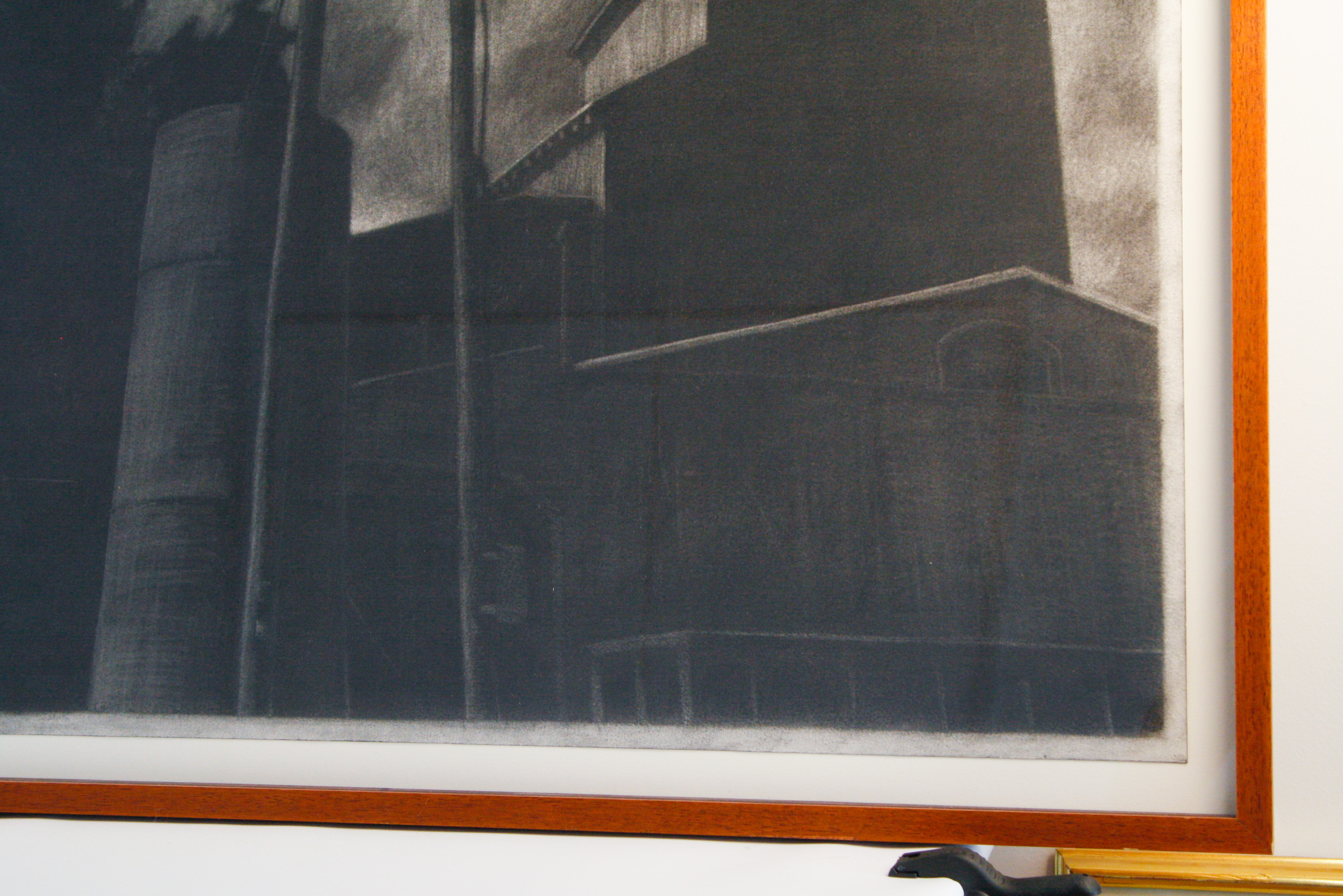 Ron Kroutel Large Charcoal Illustration on Paper "Woodside Drive/Storage"