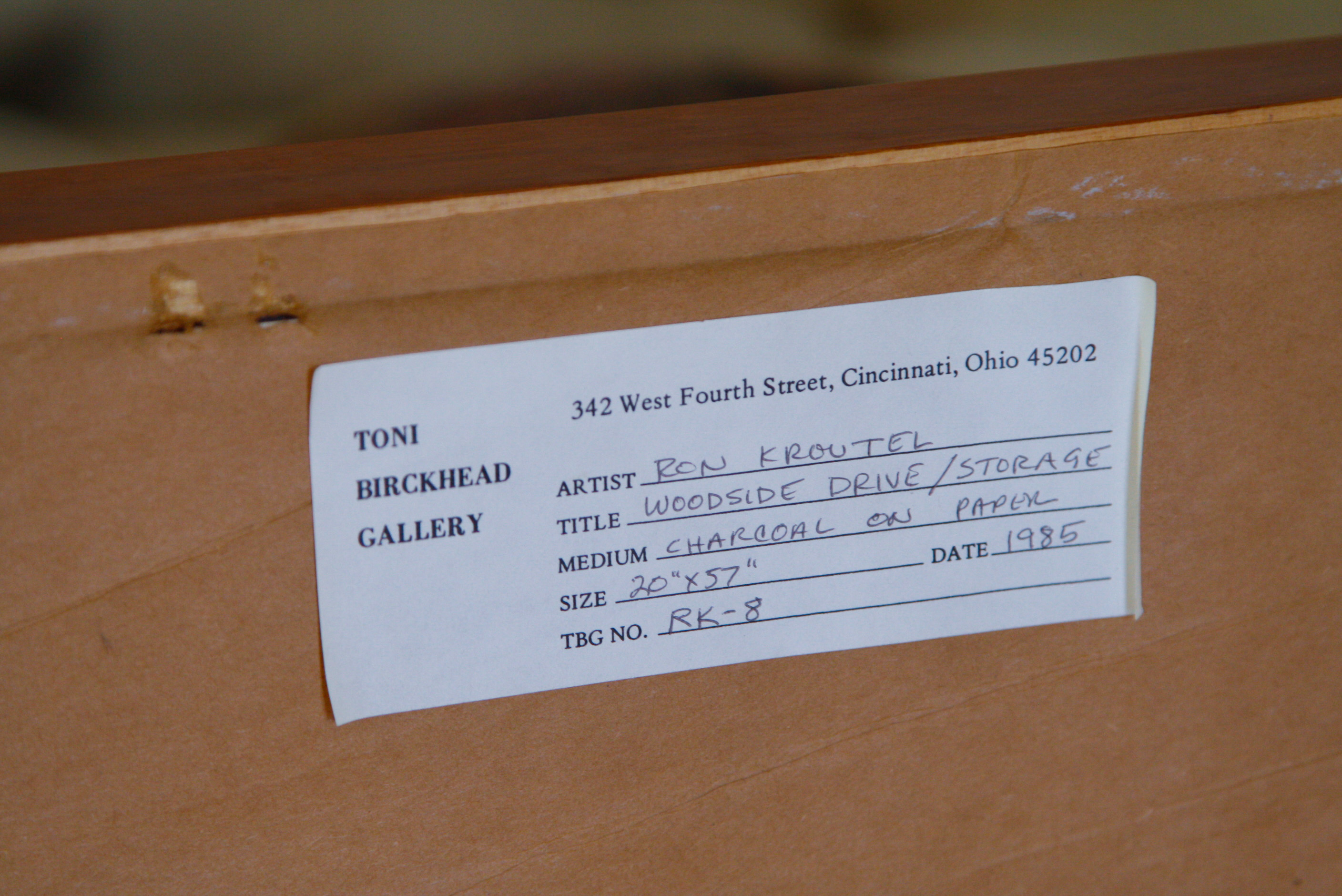 Ron Kroutel Large Charcoal Illustration on Paper "Woodside Drive/Storage"