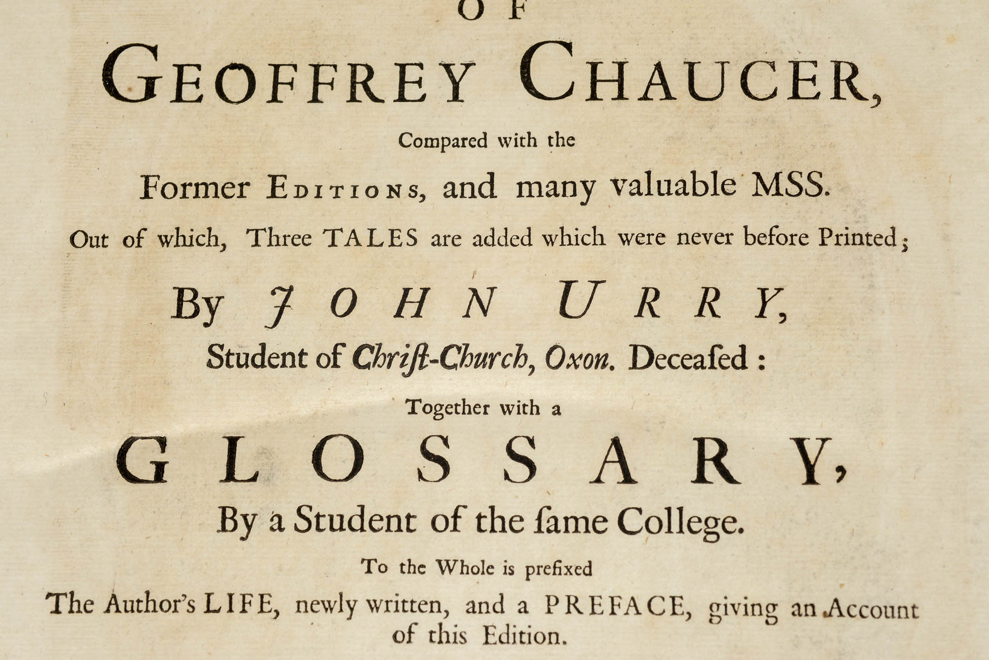 1721 "The Complete Works of Geoffrey Chaucer" First Edition Edited by John Urry