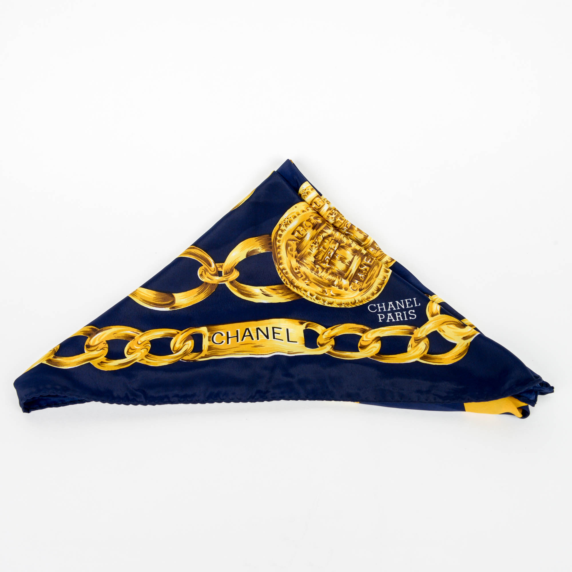 Chanel Silk Scarf with Chain Logo Design