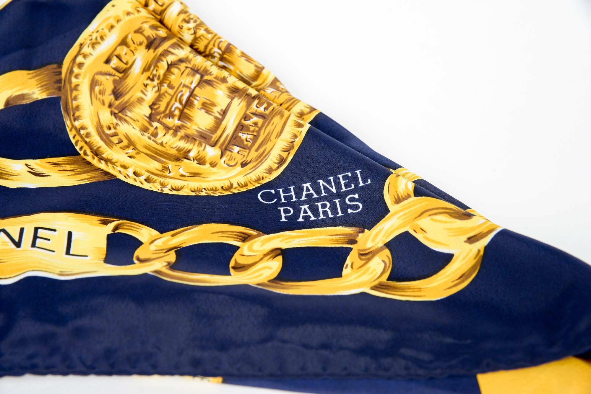 Chanel Silk Scarf with Chain Logo Design