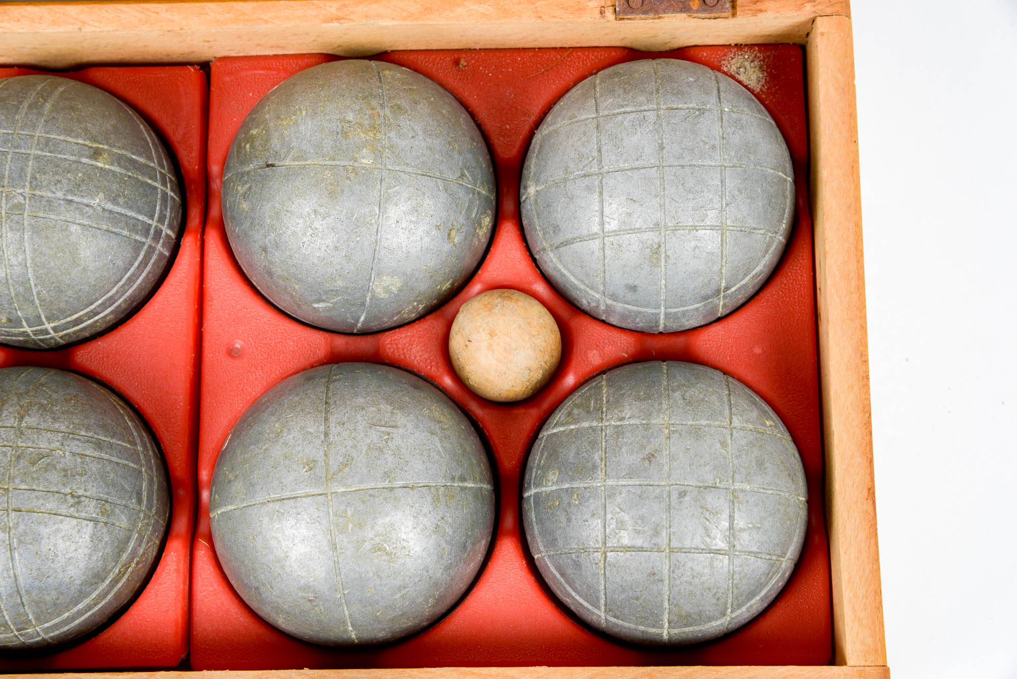 Vintage Bocce Ball Set in Original Wooden Box