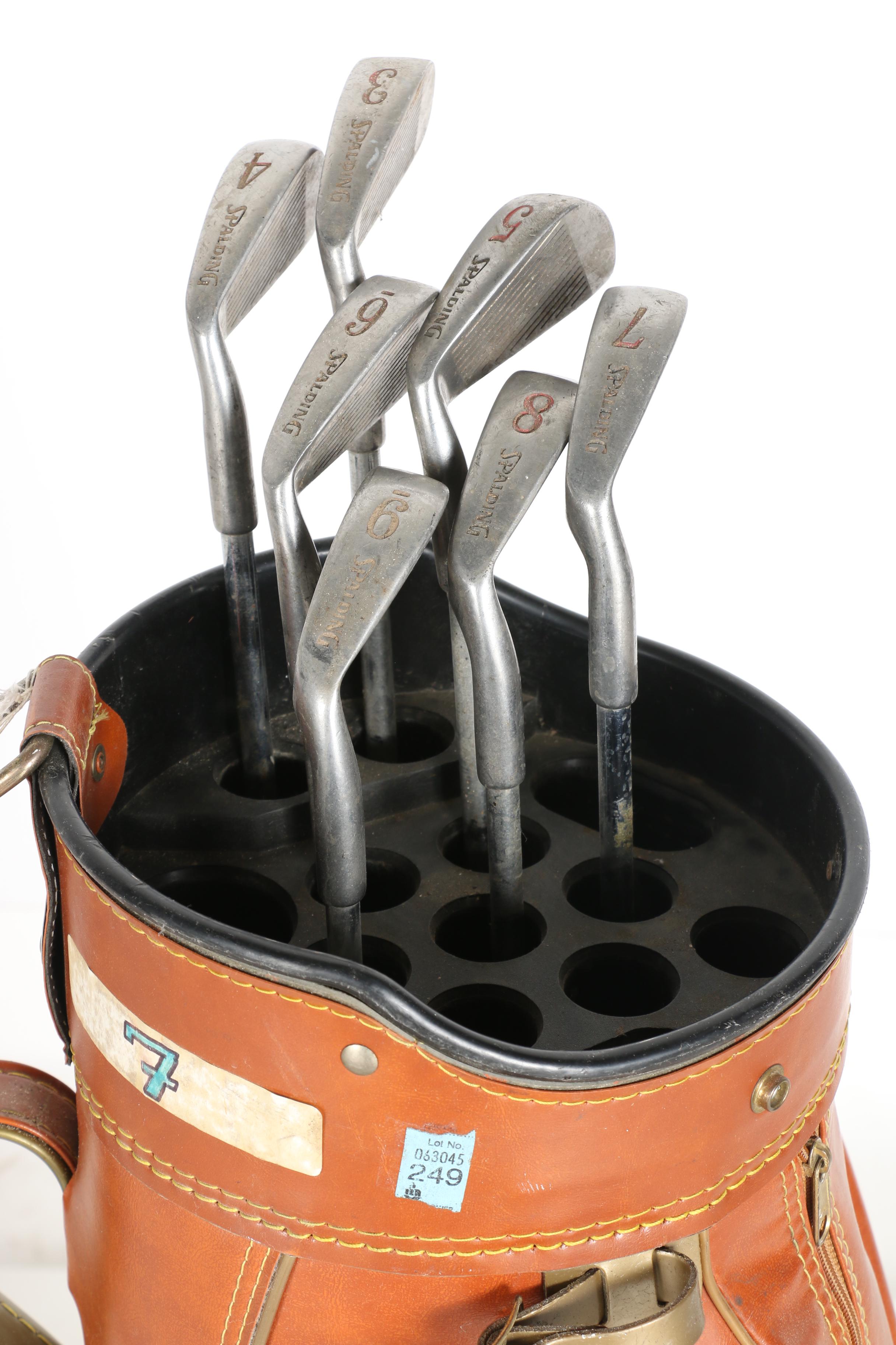 Wilson Golf Bag and Various Clubs Featuring Spalding and Spotline