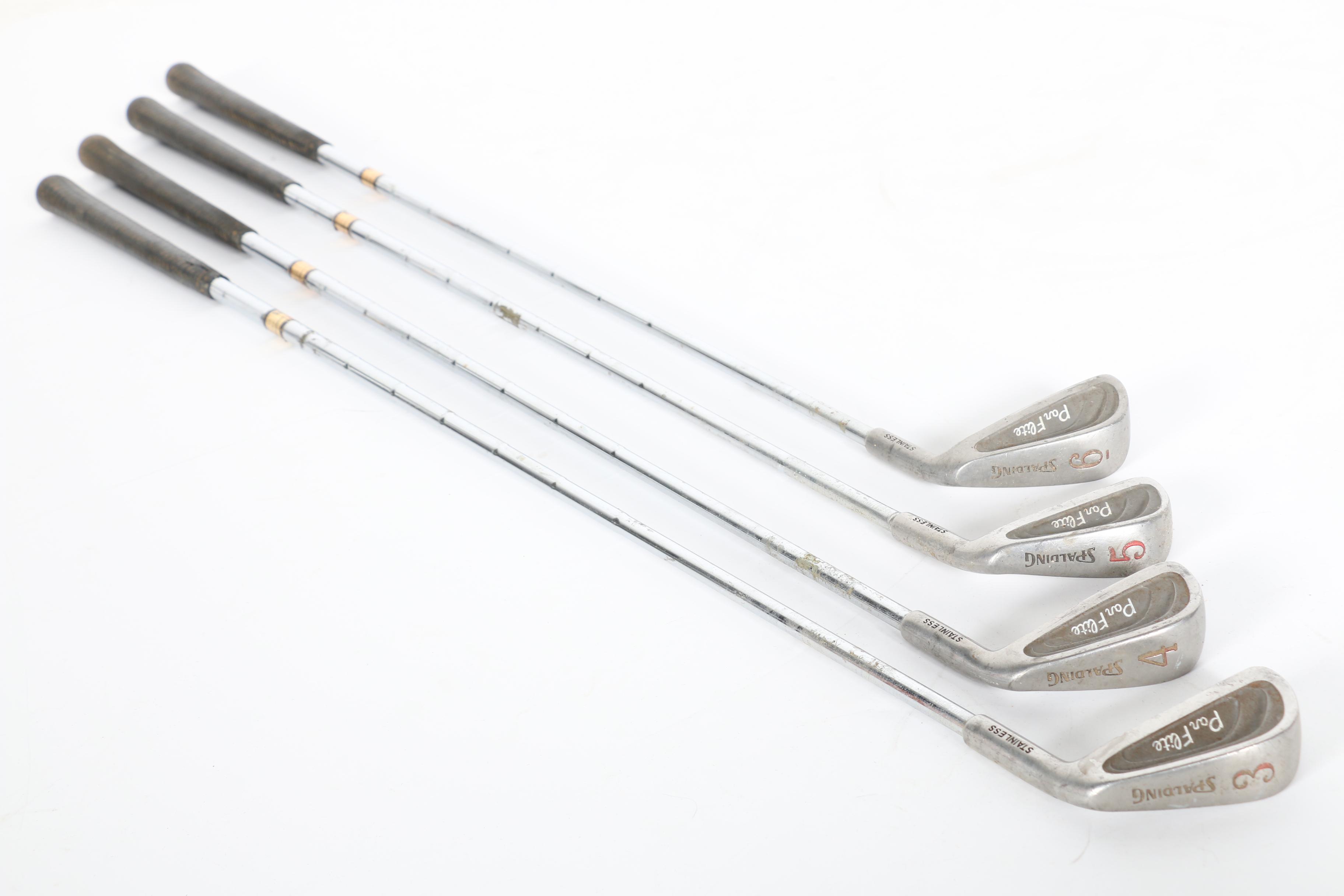 Wilson Golf Bag and Various Clubs Featuring Spalding and Spotline