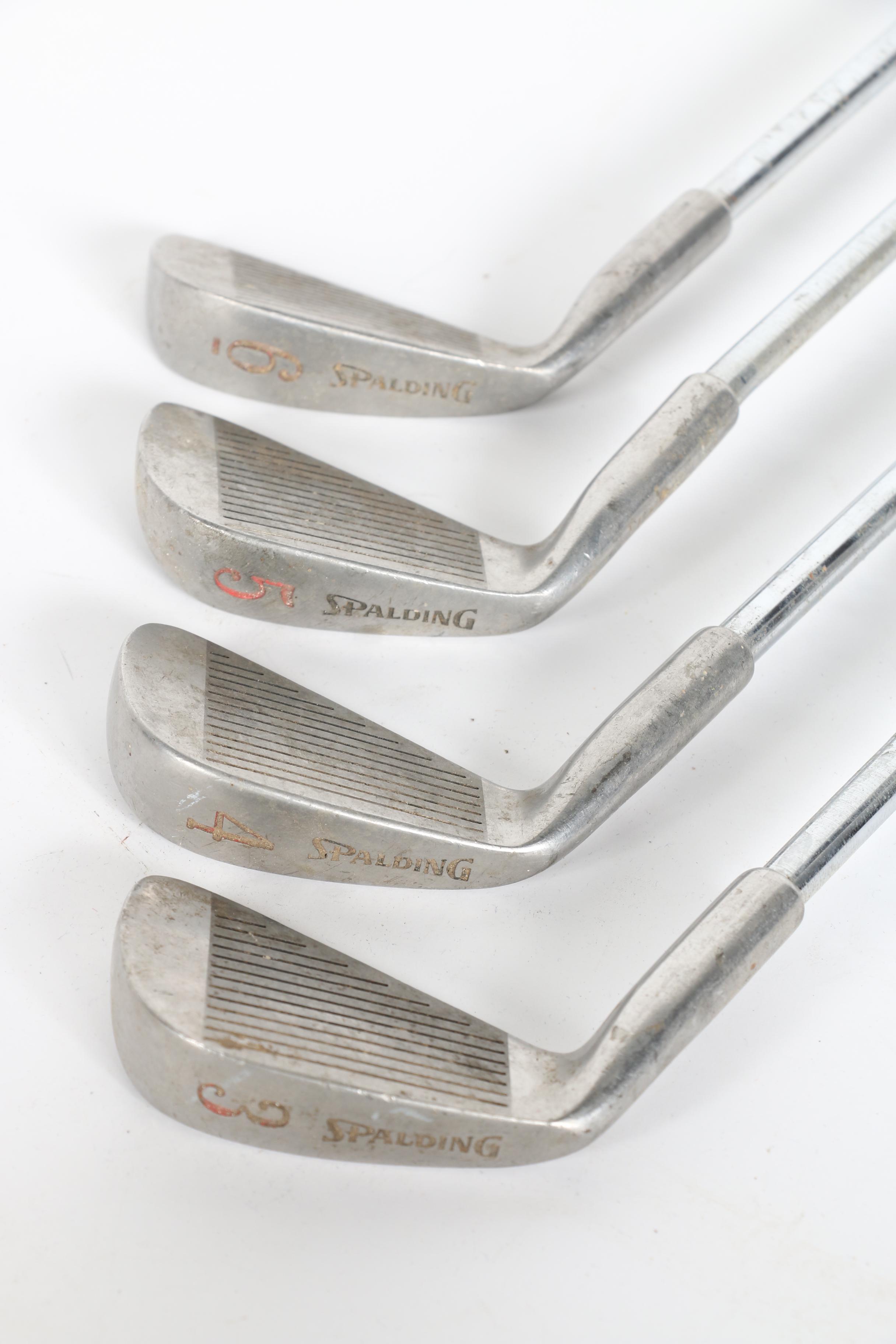 Wilson Golf Bag and Various Clubs Featuring Spalding and Spotline