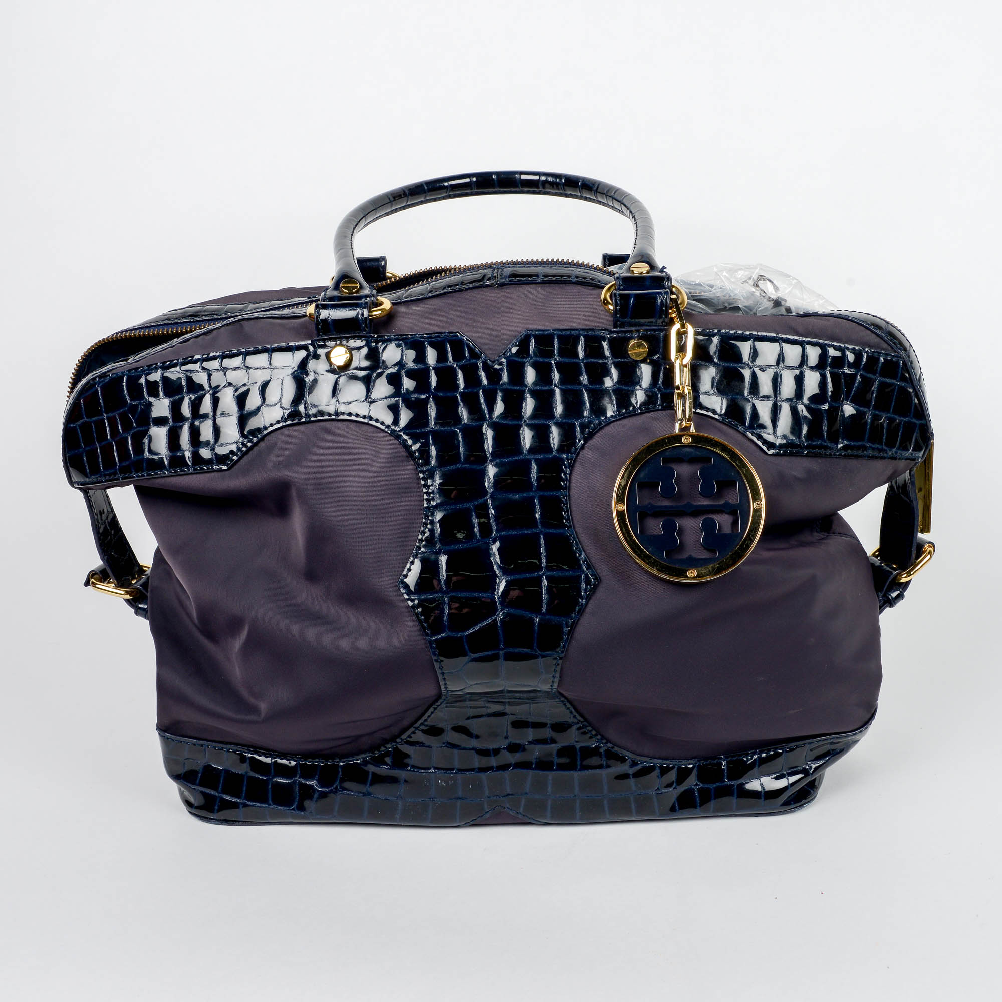 Tory Burch Blue Alligator Embossed Handbag