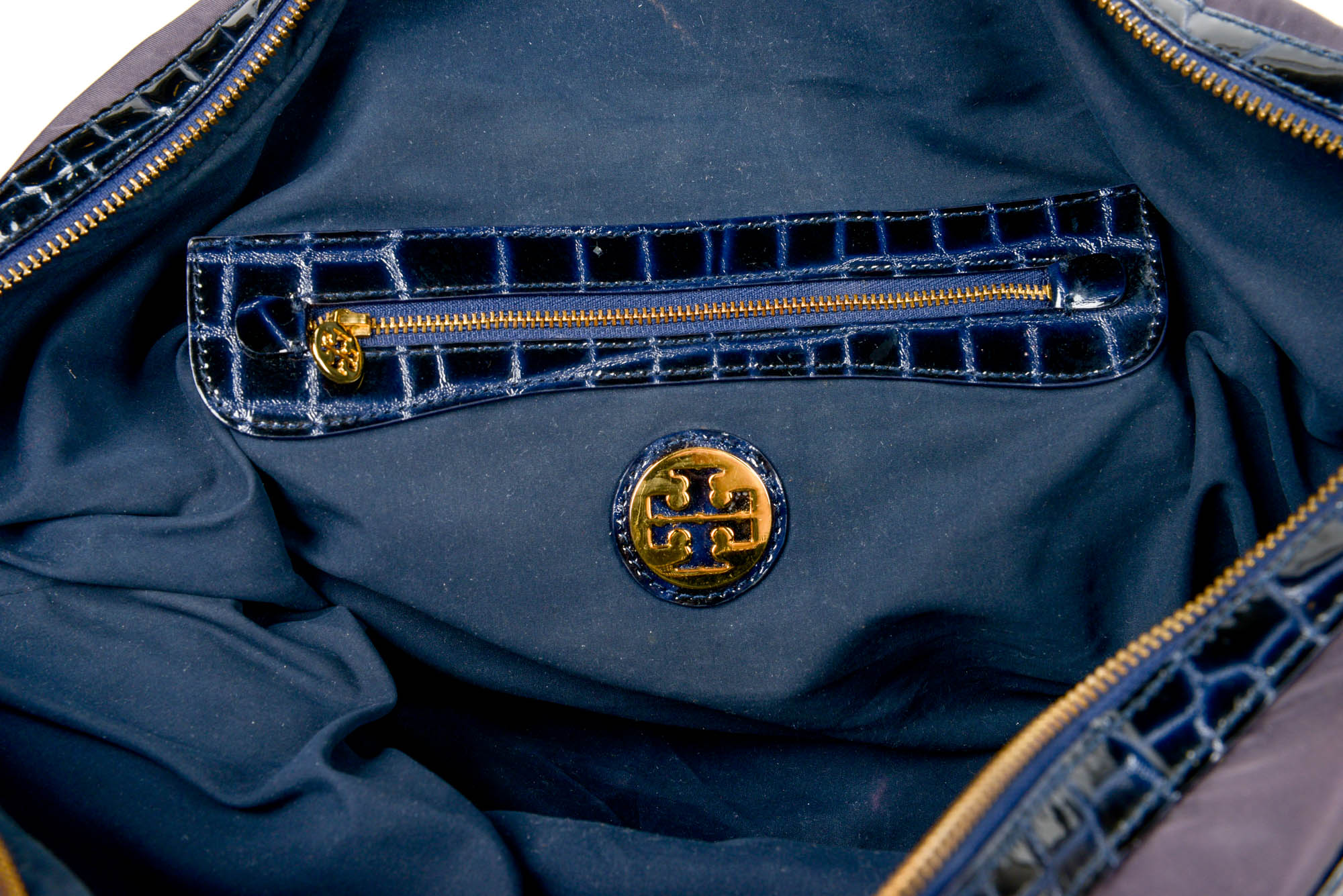 Tory Burch Blue Alligator Embossed Handbag