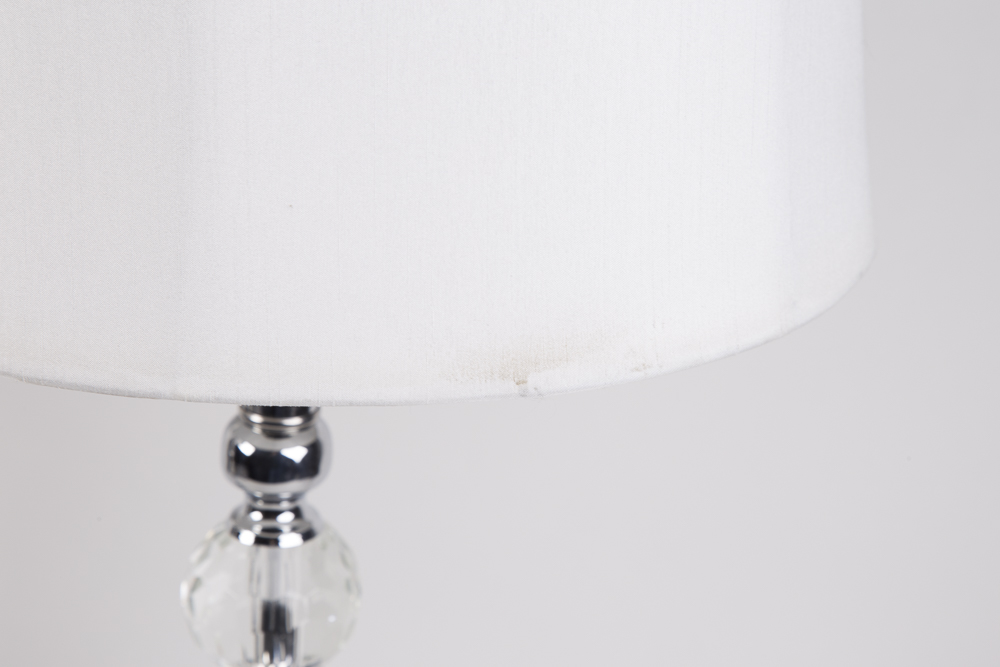 Crystal Orbs And Chrome Table Lamp Pair