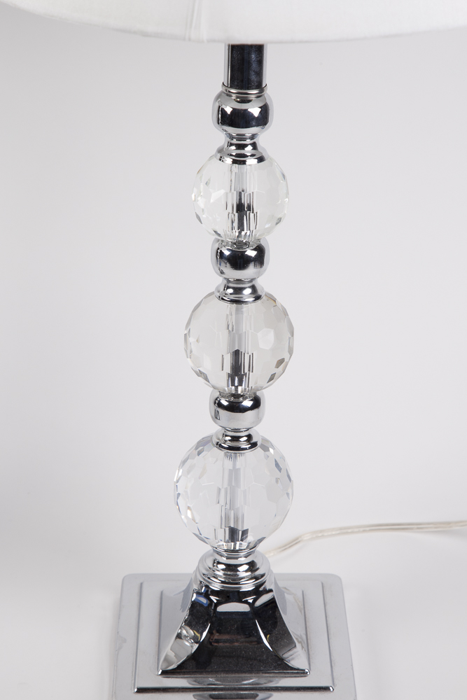 Crystal Orbs And Chrome Table Lamp Pair