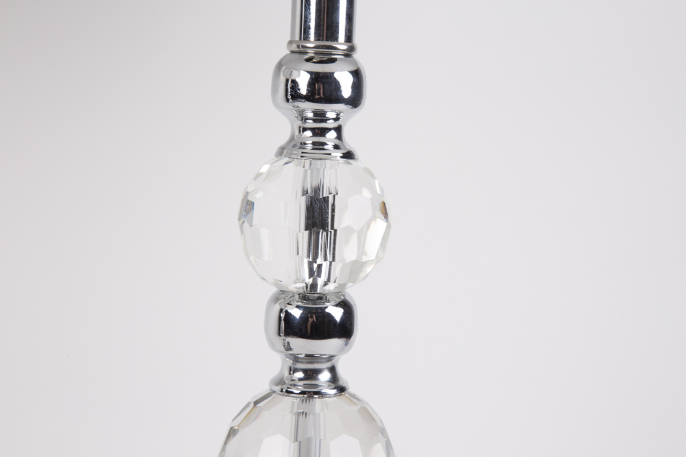 Crystal Orbs And Chrome Table Lamp Pair
