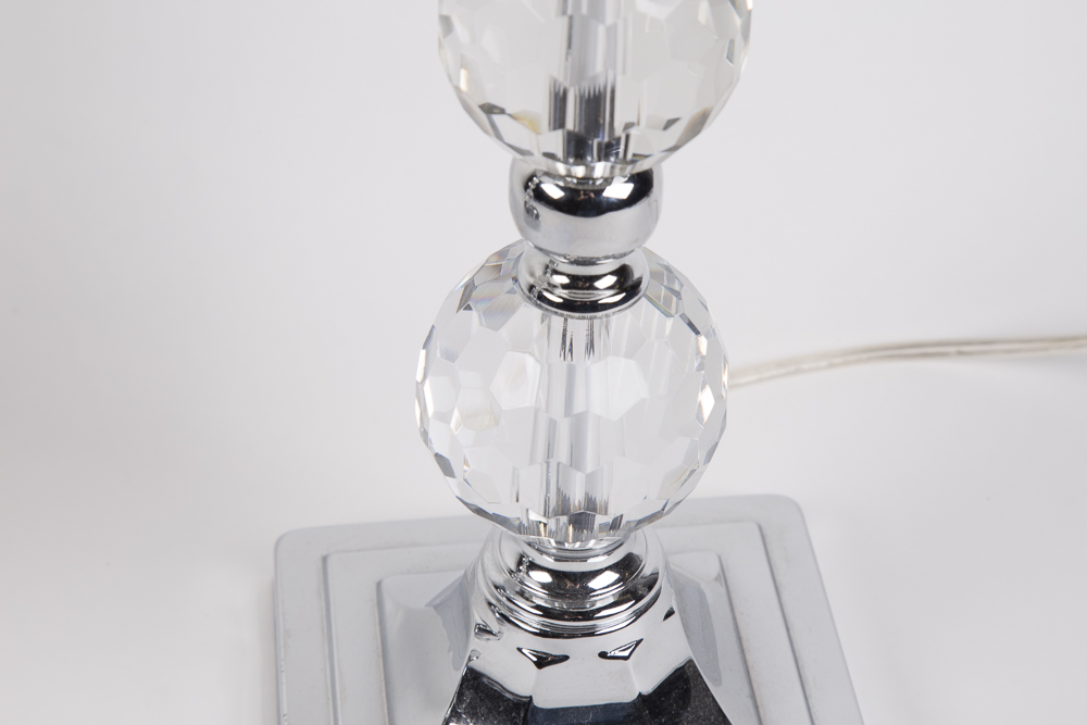 Crystal Orbs And Chrome Table Lamp Pair